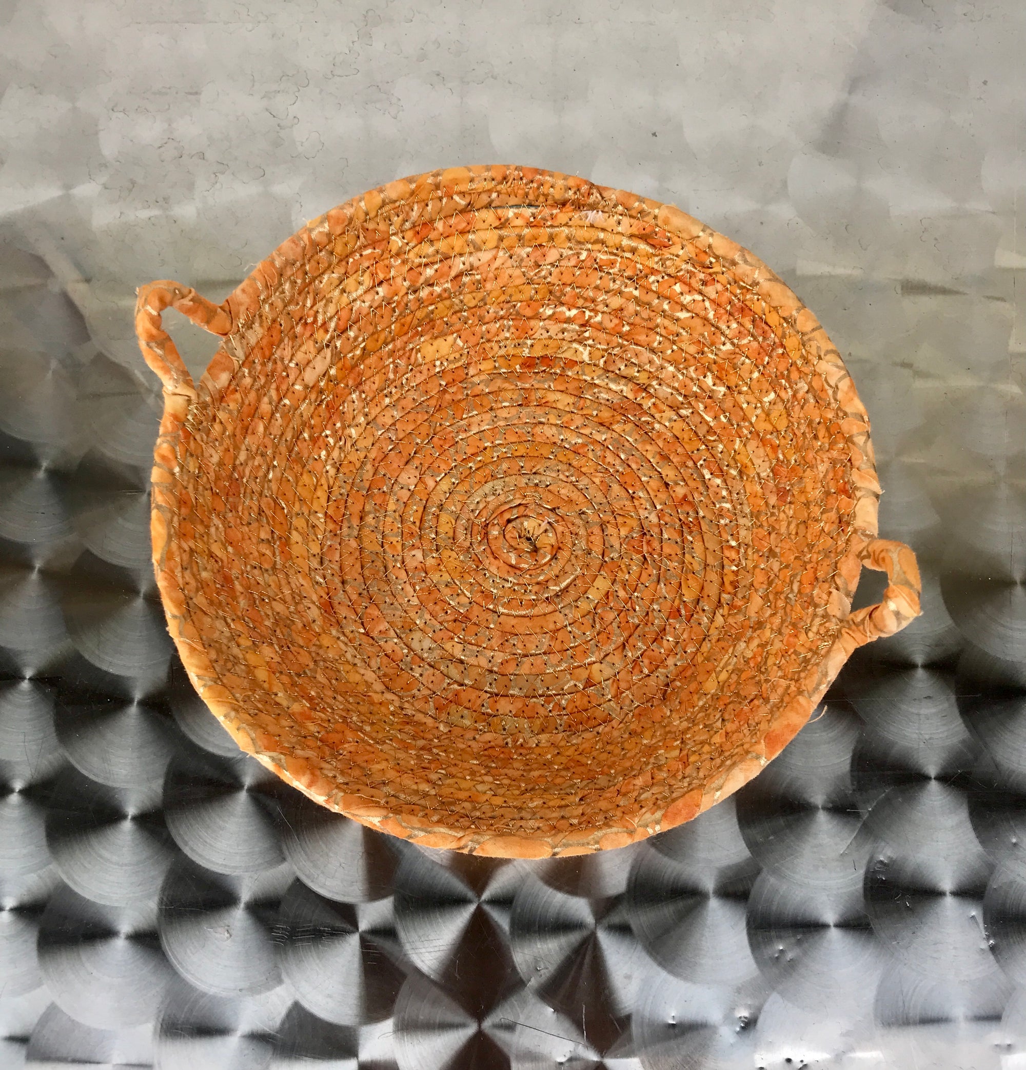 Wrapped Coiled Bowl Metallic Orange and Gold