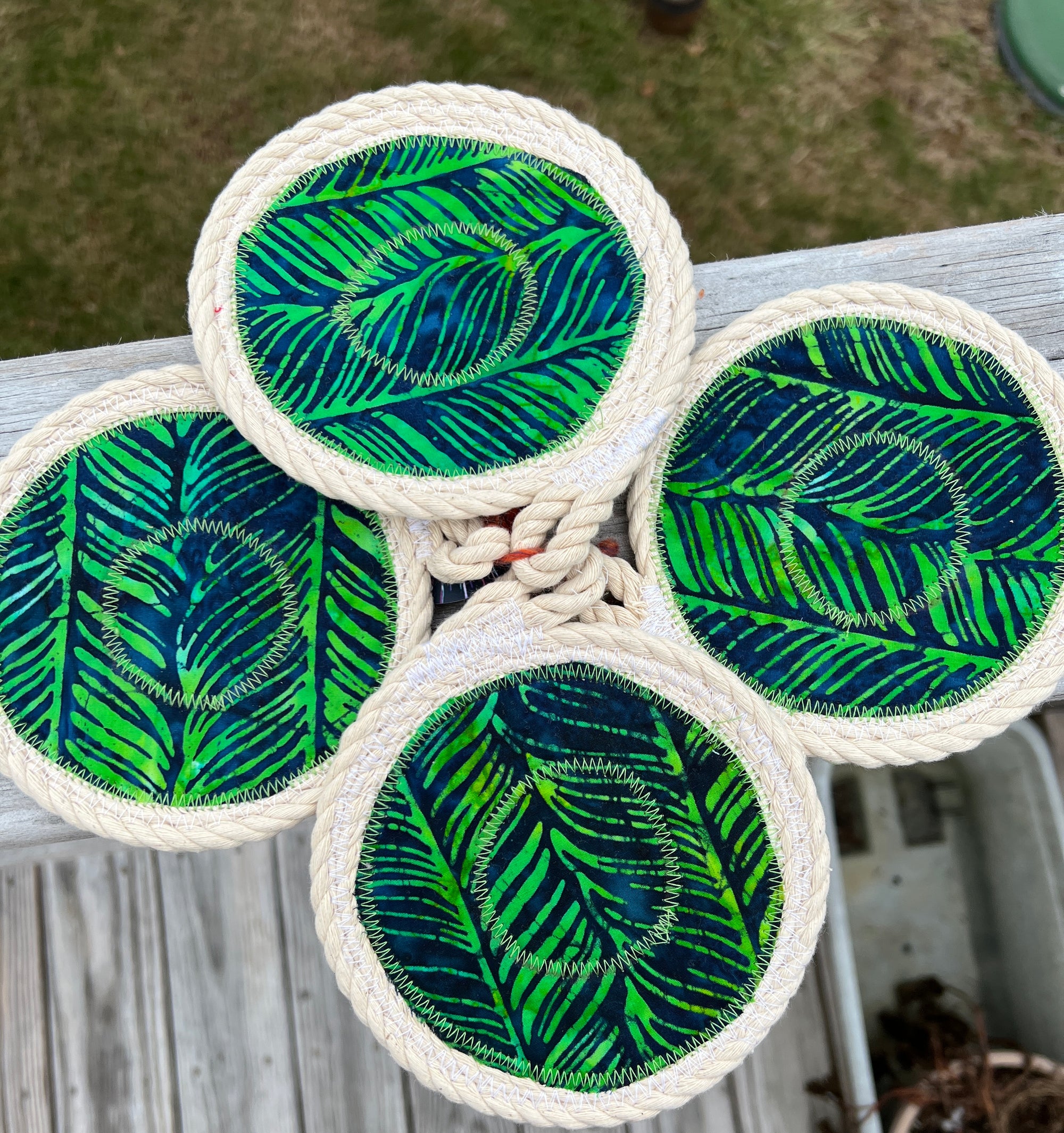 Coasters - Set of 4 Coiled Cotton Rope Large Trivets