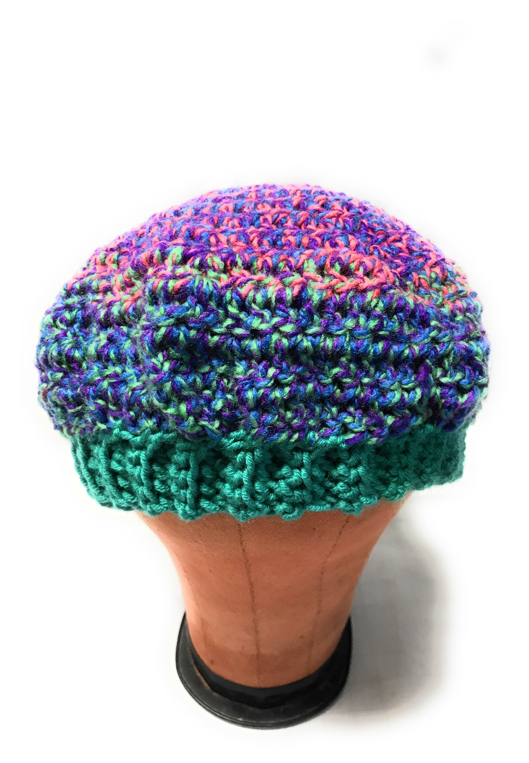 Beret Style Pink Blue Green Tweed Hat