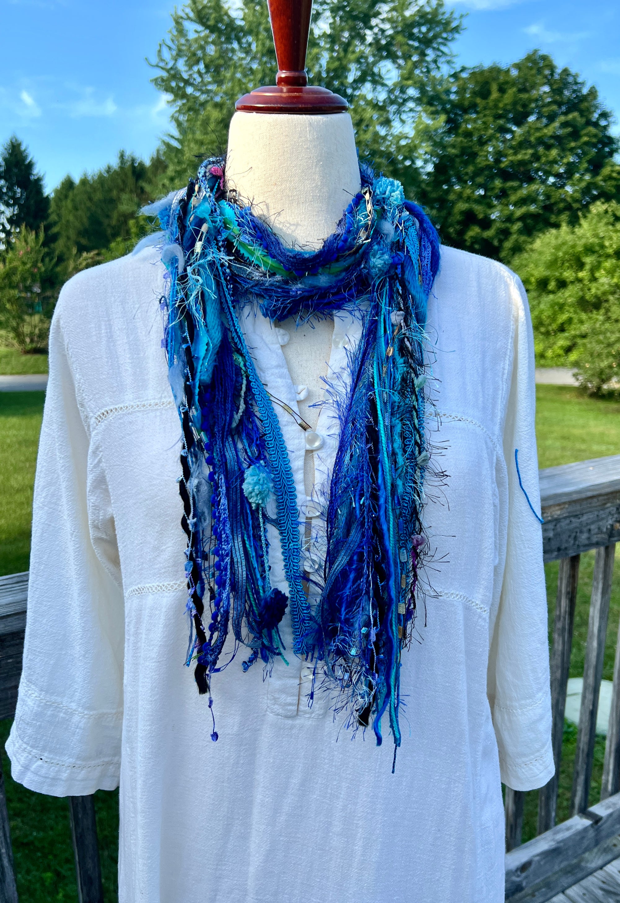 Yarn Scarf -  Blues #13