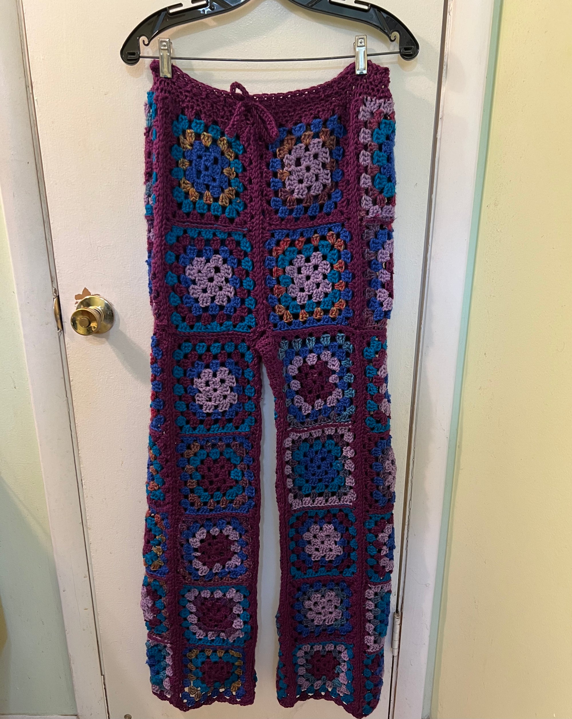 Crochet granny Square Pants in Purple and Blue