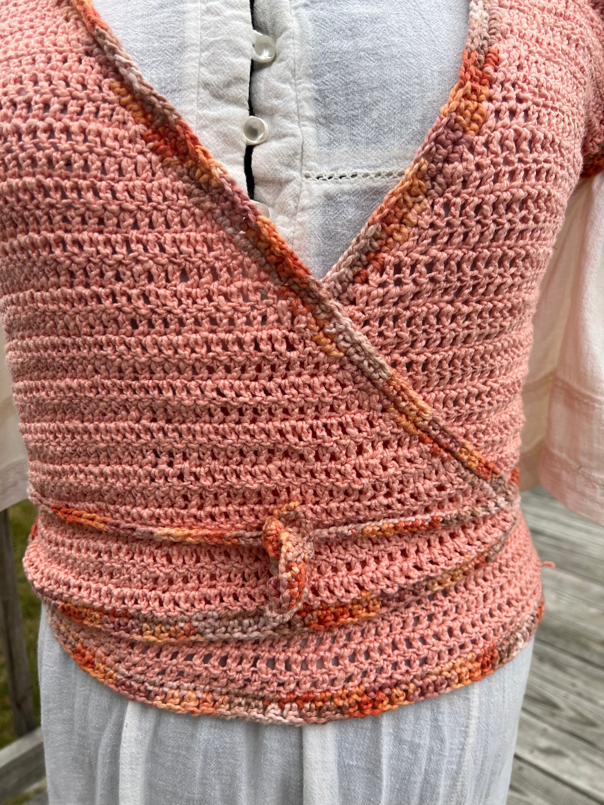 Crochet Wrap Top in Peach Fuzz