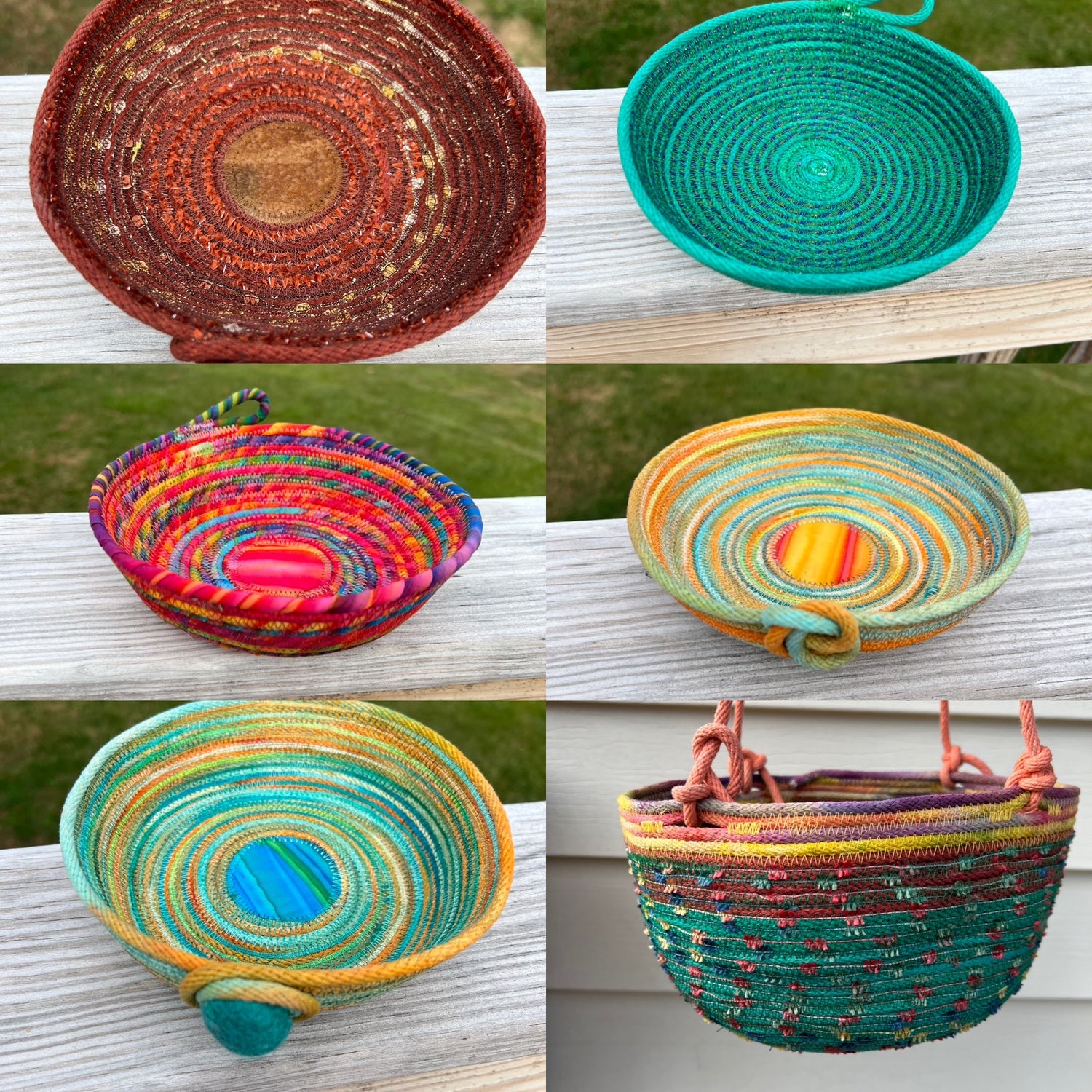 Hand Dyed and Fabric Wrapped Cotton Bowls & Planters