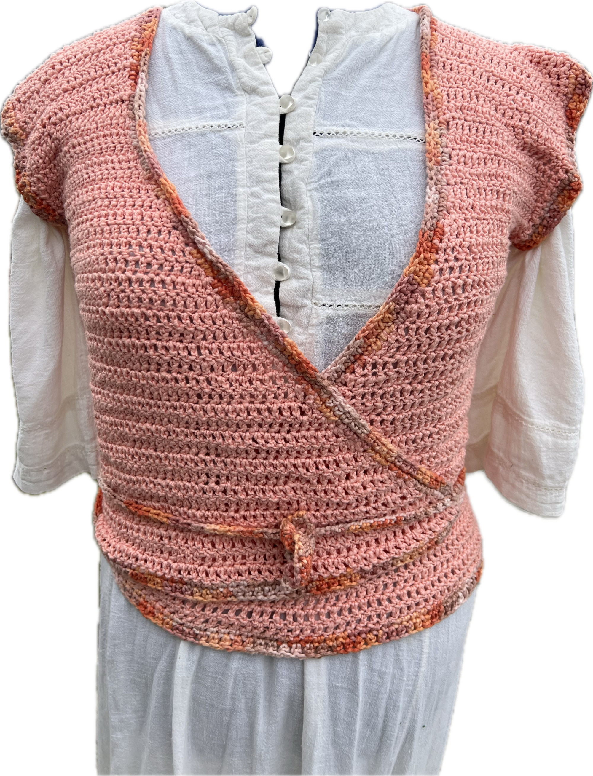 Crochet Wrap Top in Peach Fuzz