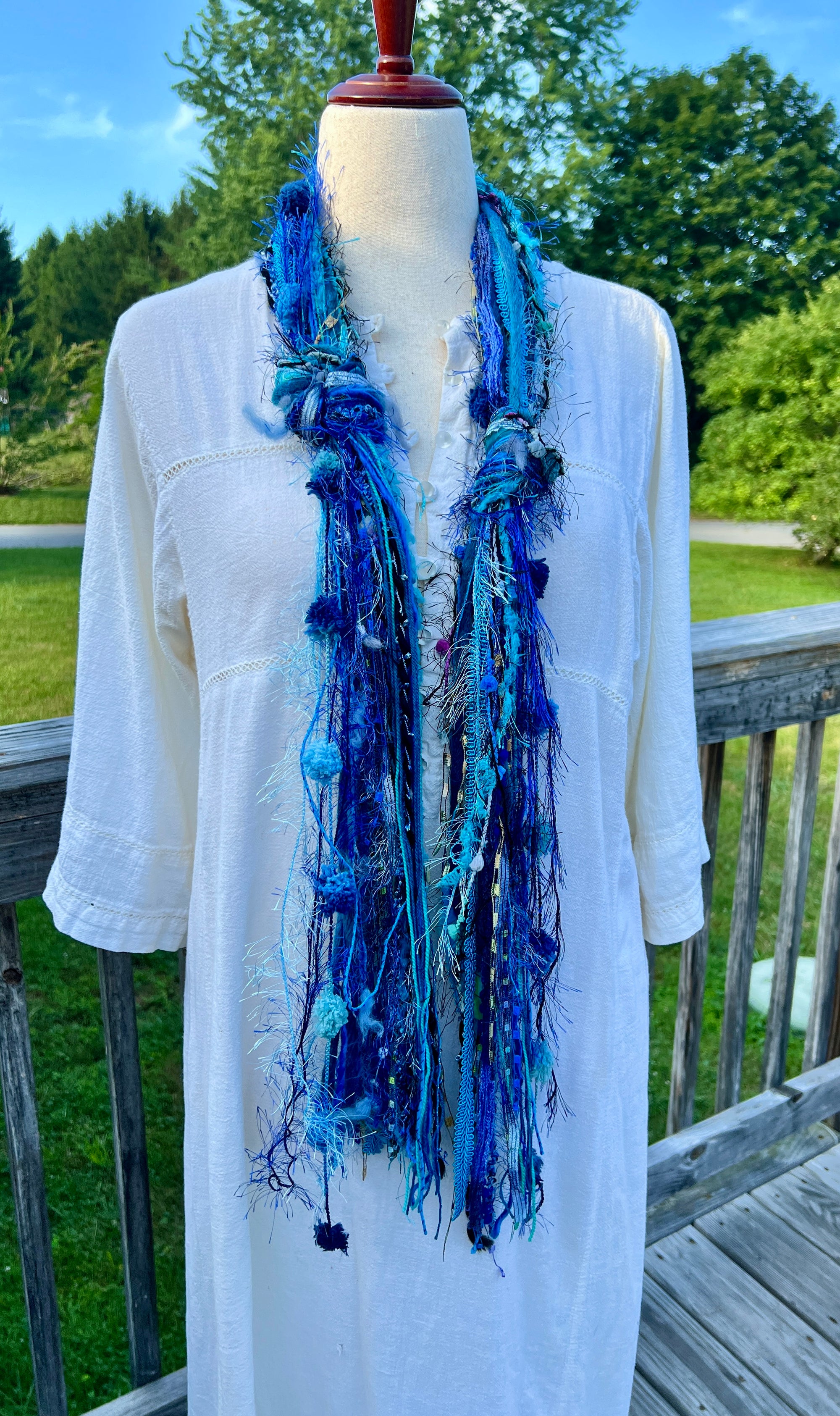 Yarn Scarf -  Blues #13