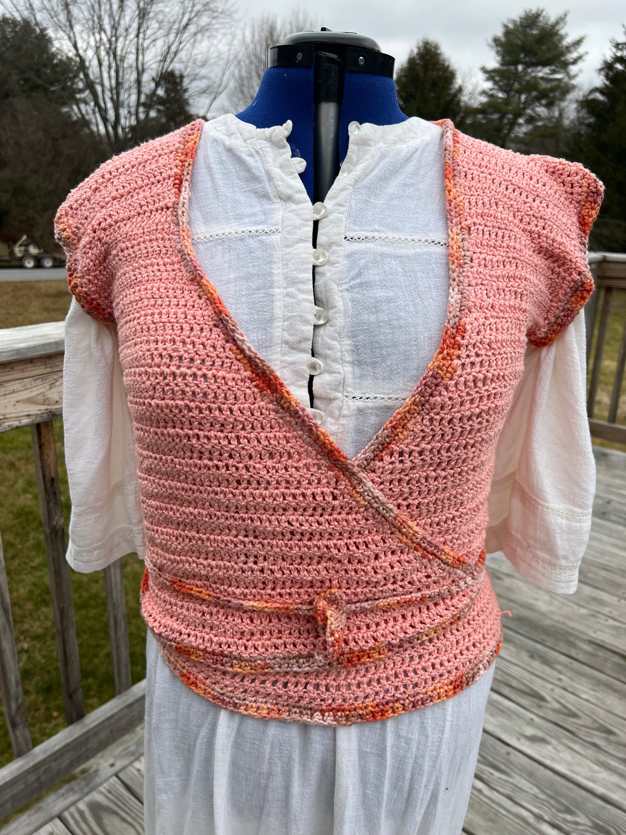 Crochet Wrap Top in Peach Fuzz