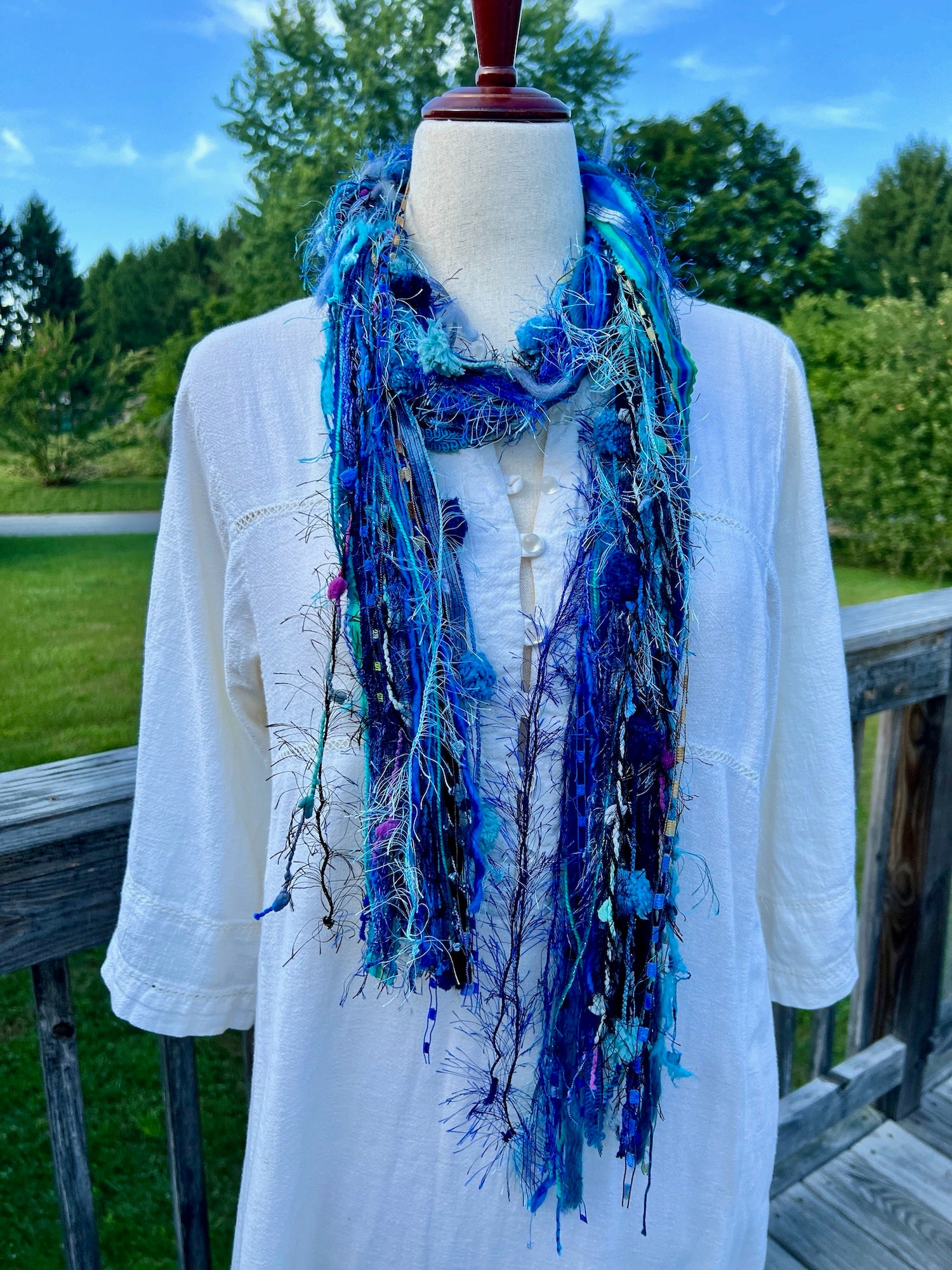 Yarn Scarf -  Blues #14