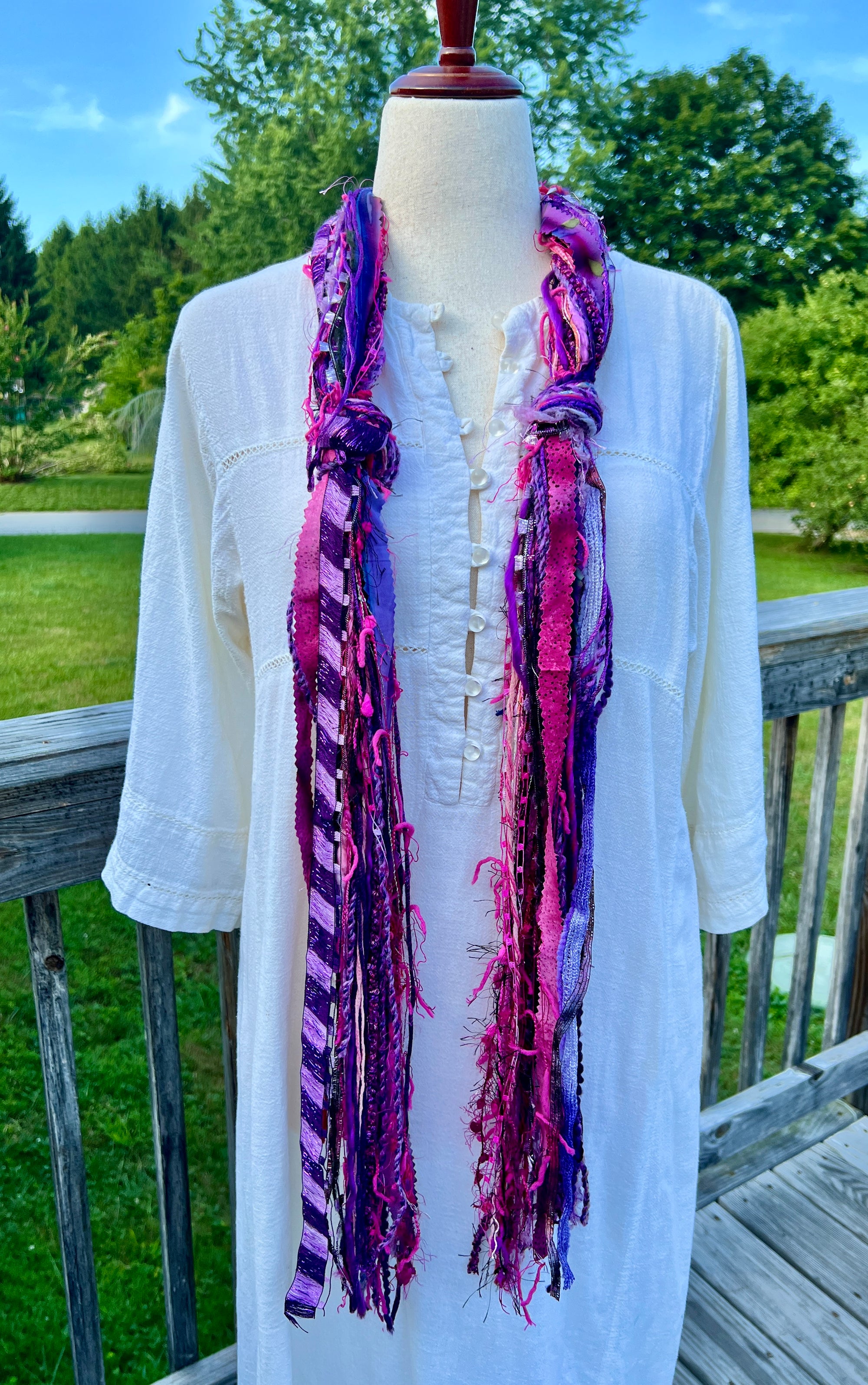 Yarn Scarf - Pinks and Purples Novelty Yarns, metallics #9