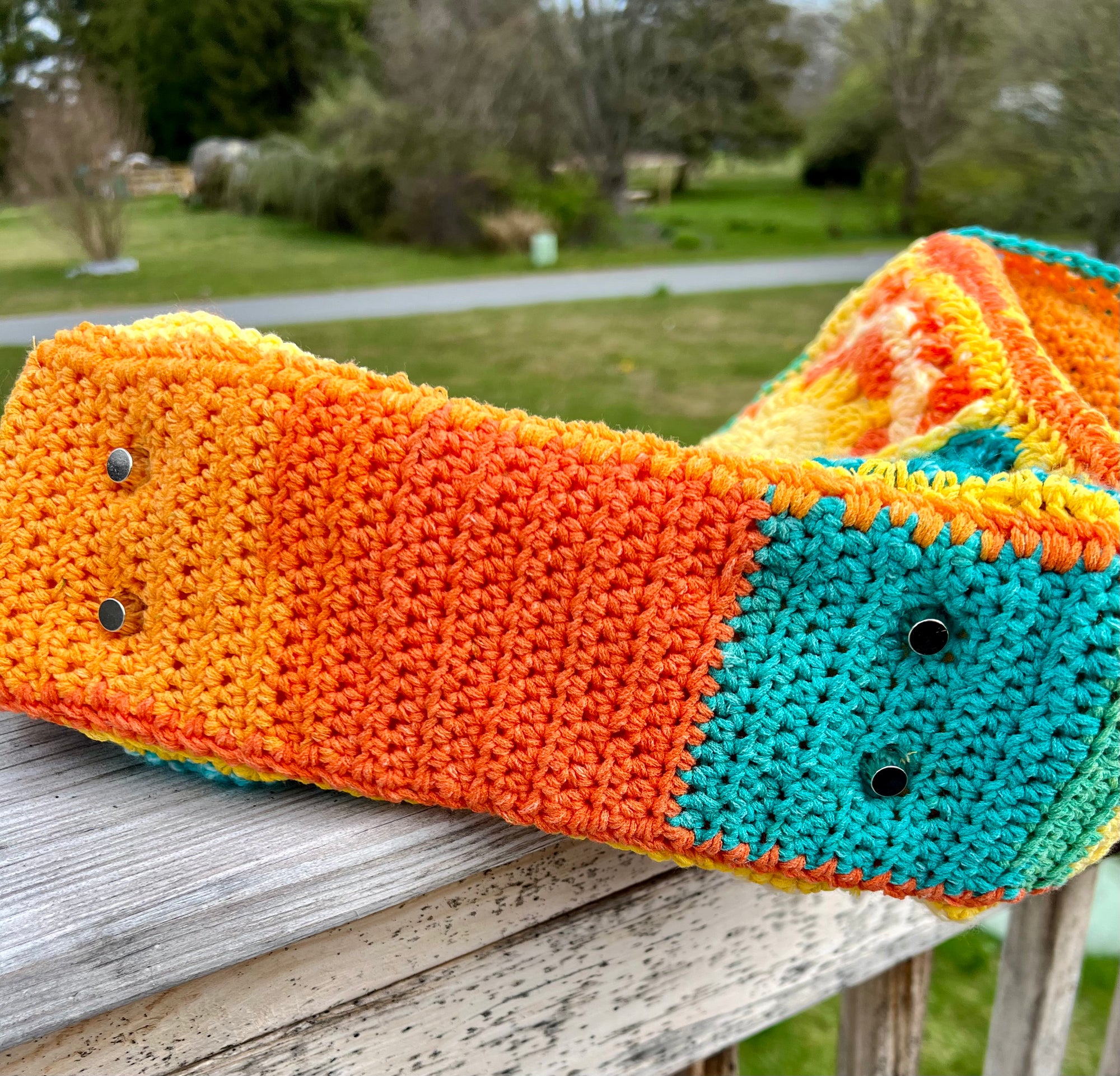 Crochet Summer Suns in Orange Yellow Turquoise