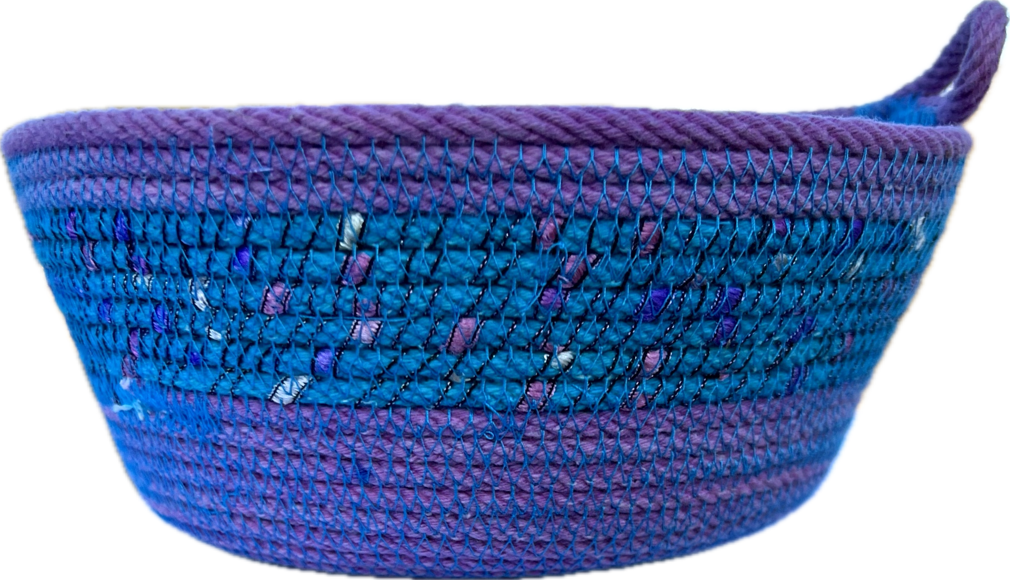 Coiled Rope Planter Lavendar and Teal