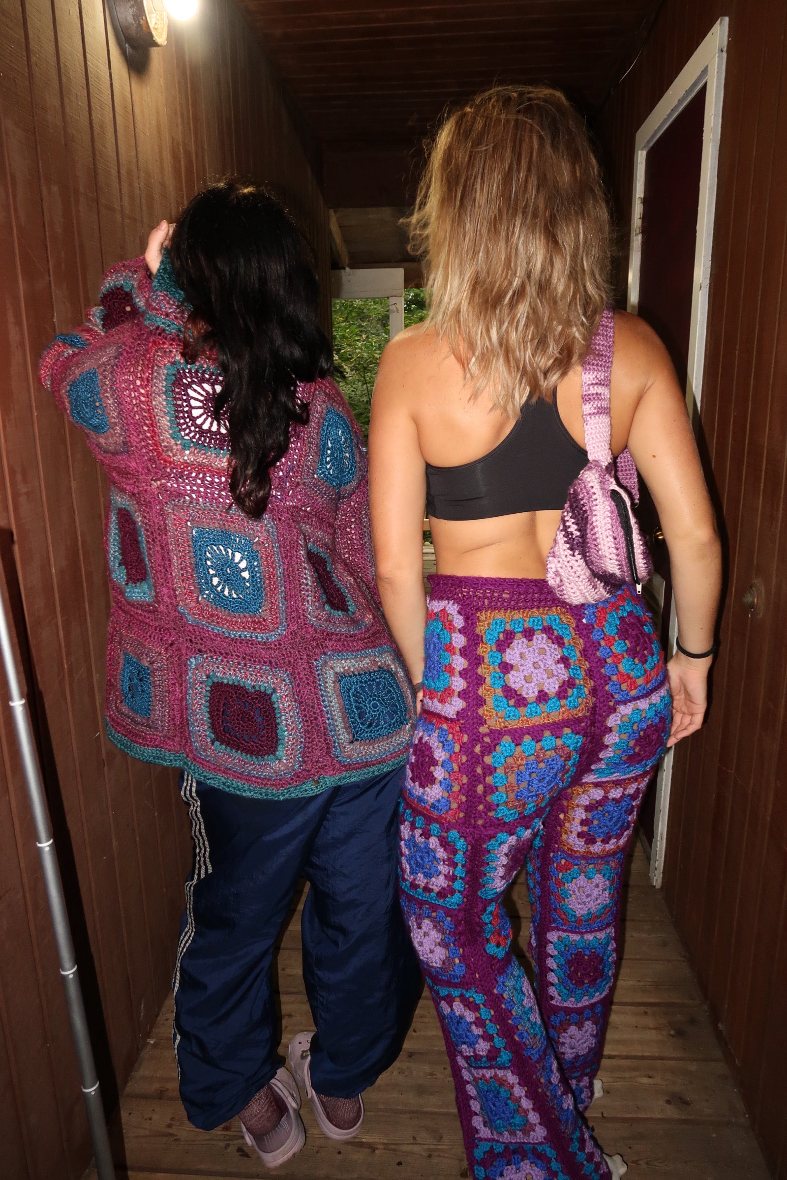 Crochet granny Square Pants in Purple and Blue