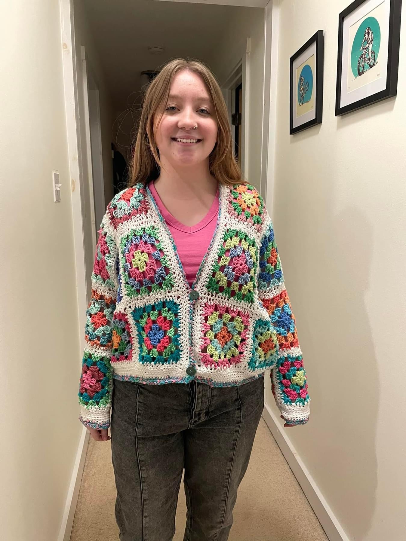 Granny Square Crochet Cardigan - Pick your own colors!