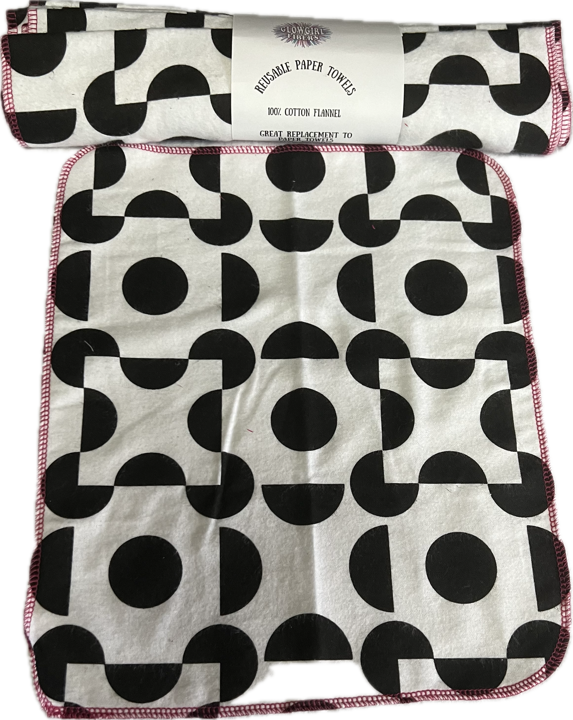 Non Paper Towels Large 10x12 Full size Sheets Set of 6  - Mod geometric Black and White