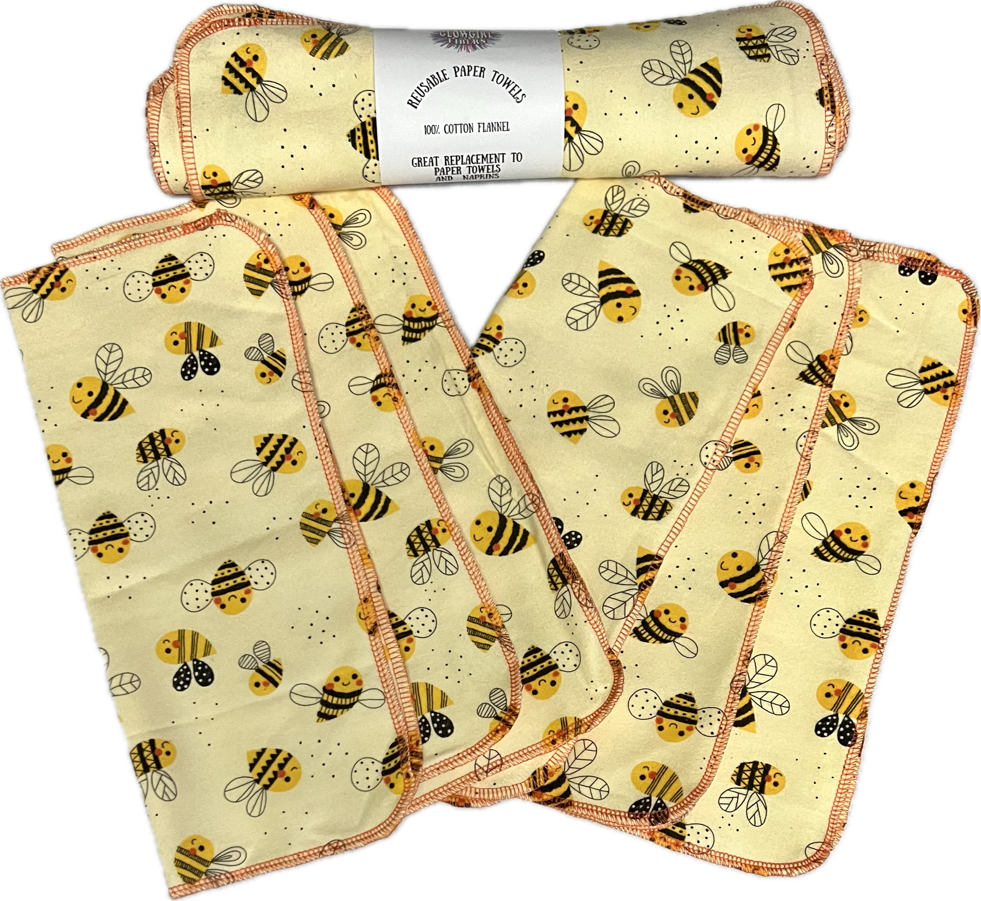 Non Paper Towels Large 10x12 Full size Sheets Set of 6  - Bees