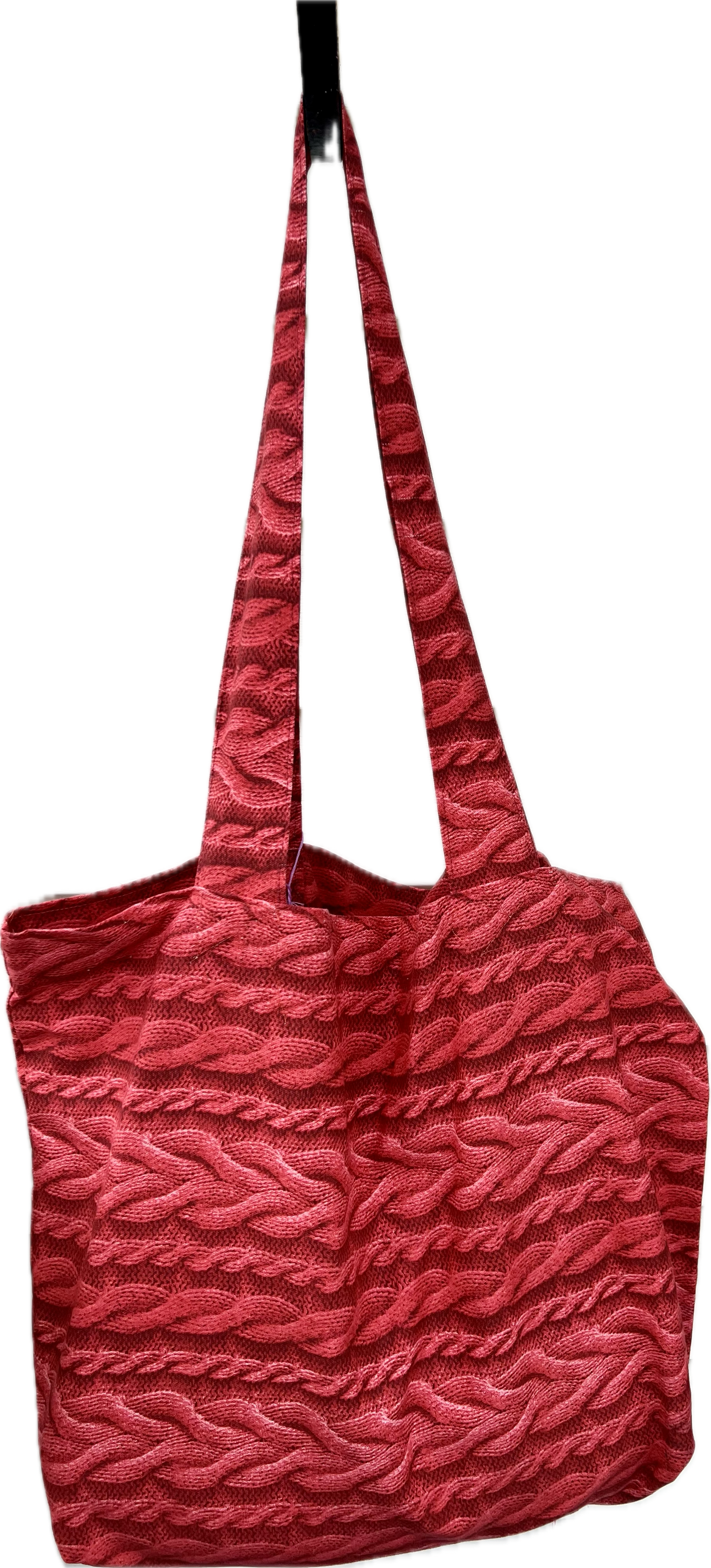 Market Grocery Tote Bag Knit Cable in Rust