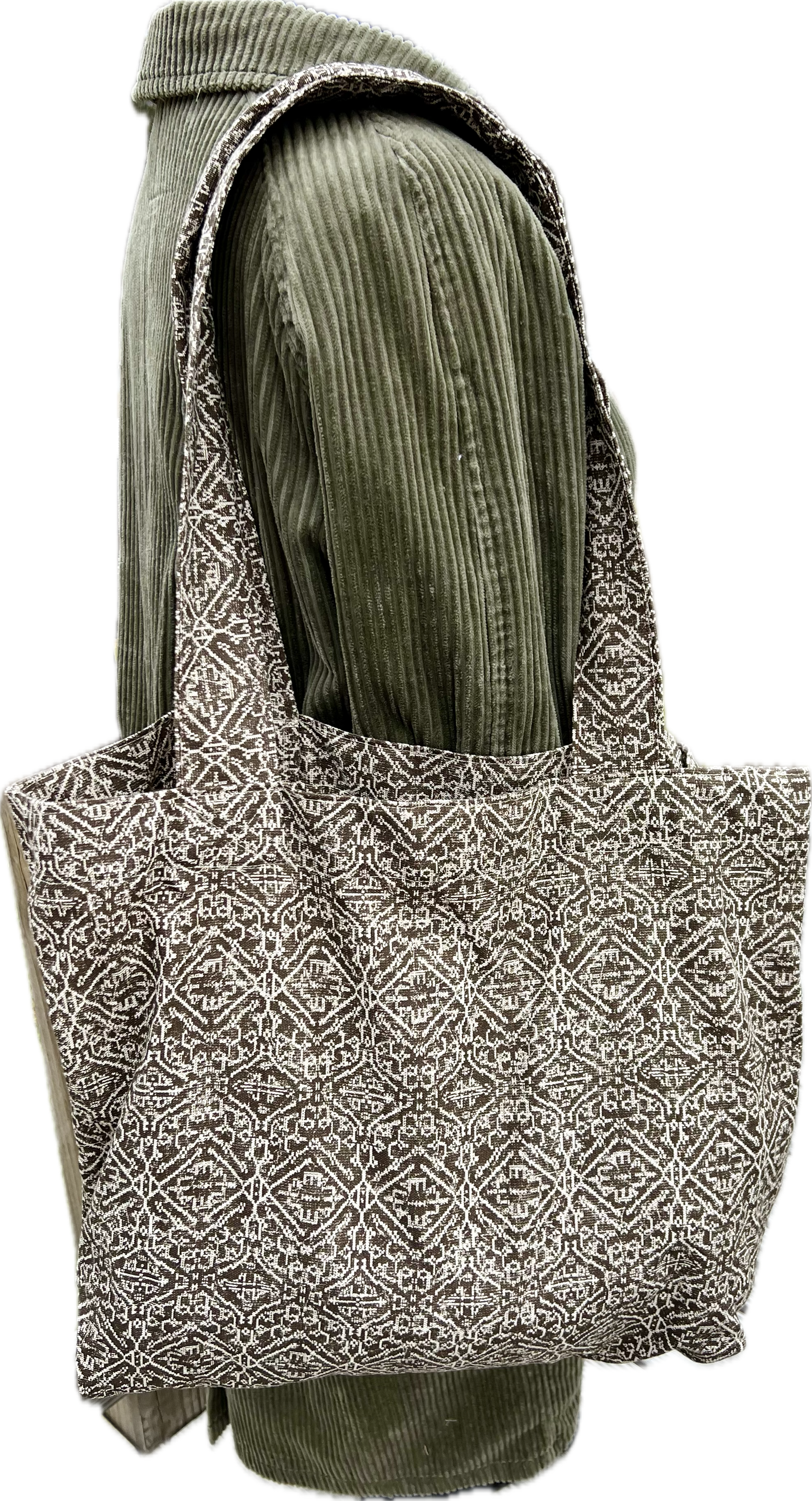 Market Grocery Tote Bag Beige and Brown