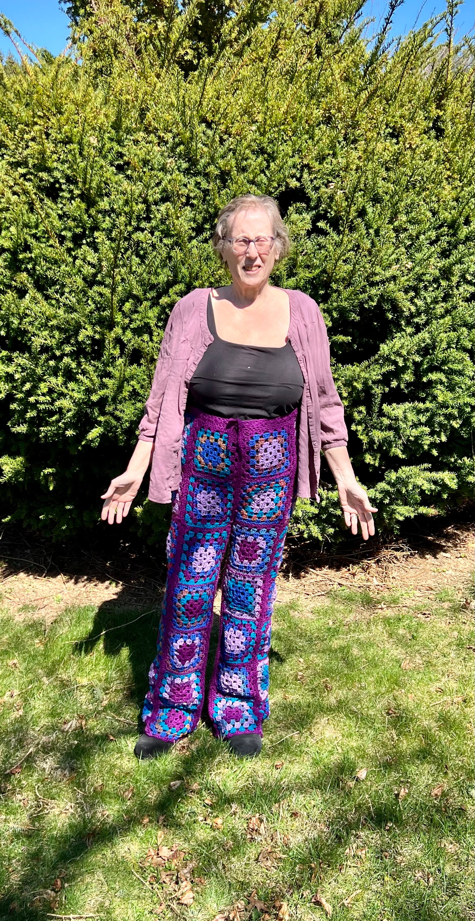 Crochet granny Square Pants in Purple and Blue