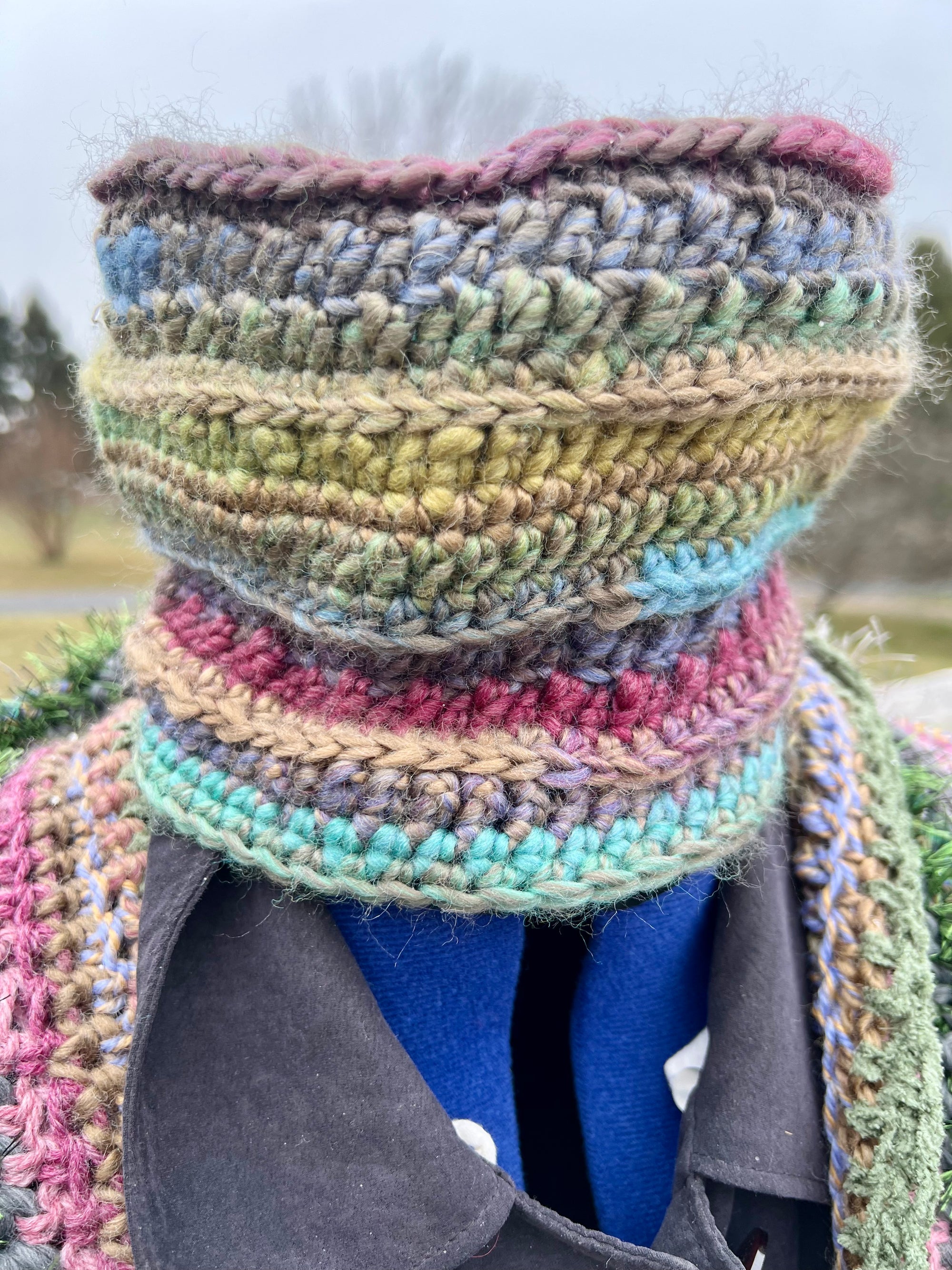 Scarf and Hat Set  Muted Olives, Greens, Gray