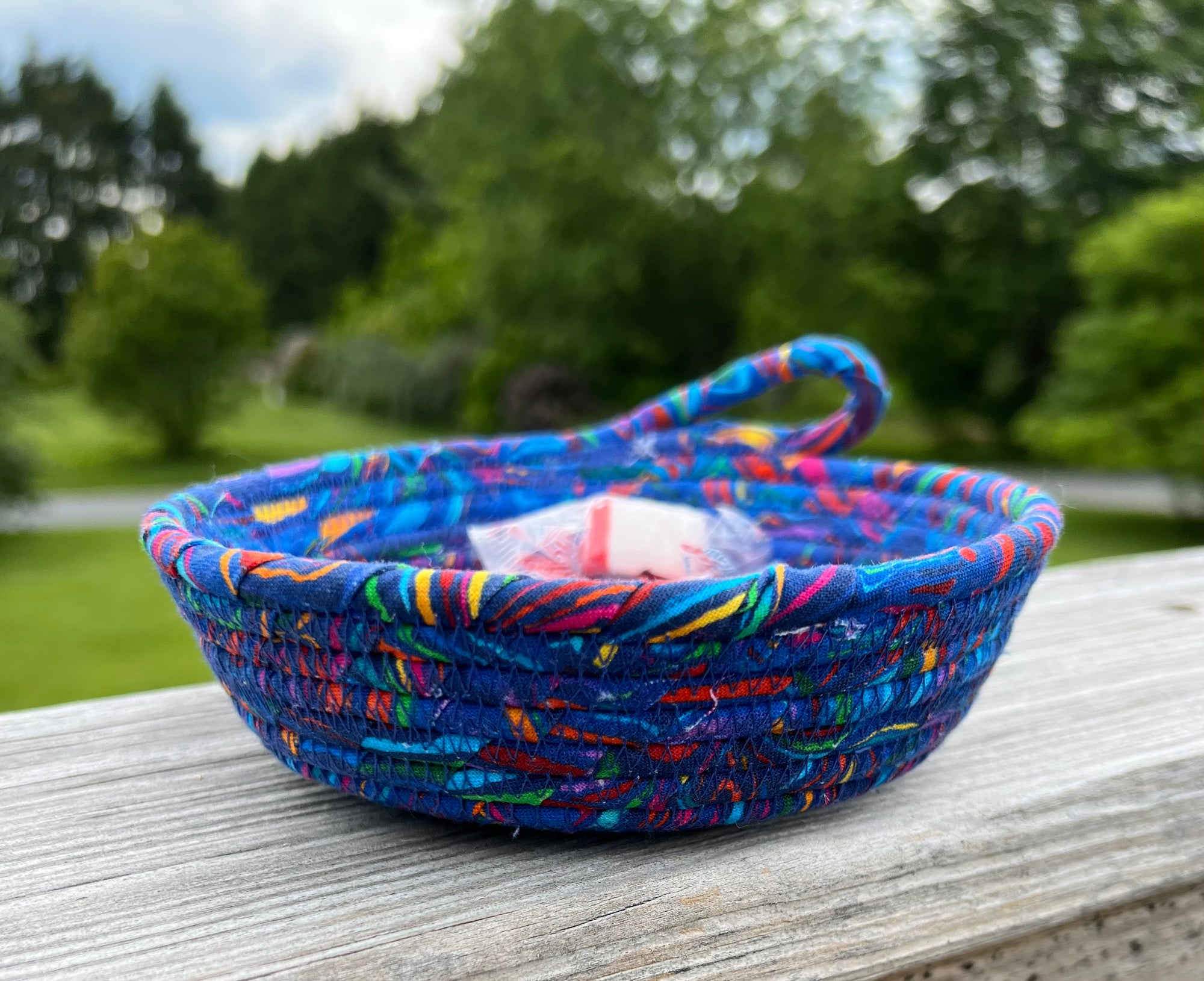 Coiled Rope in Blues with pops of color