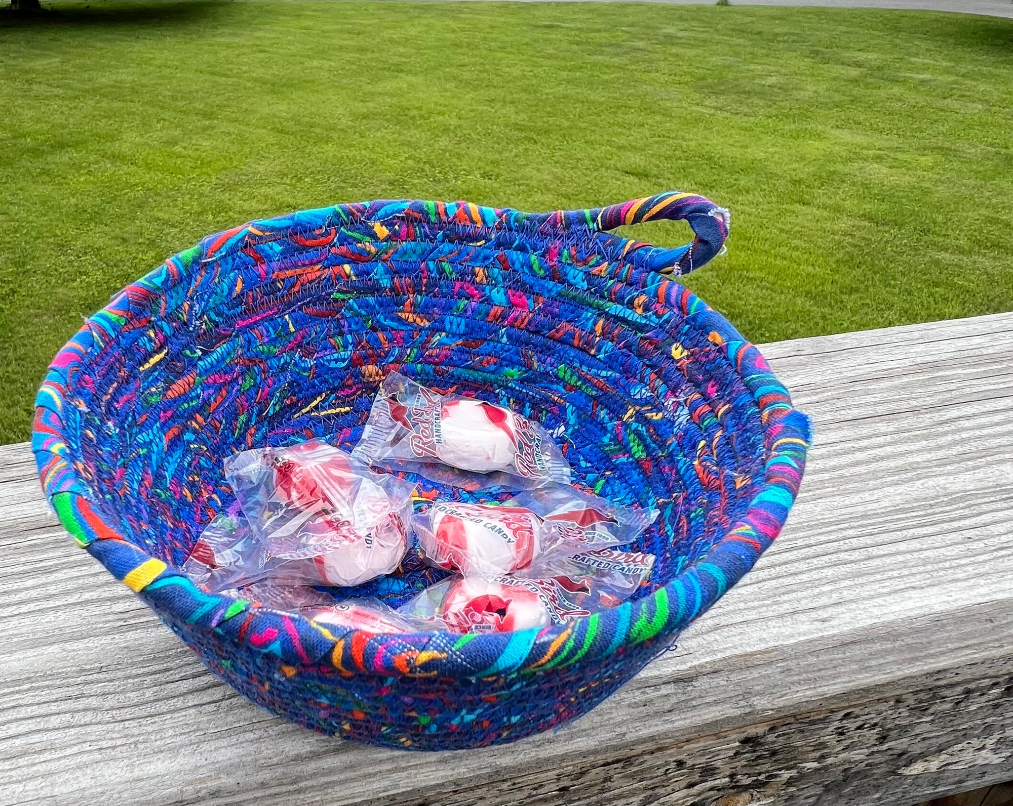 Coiled Rope in Blues with pops of color