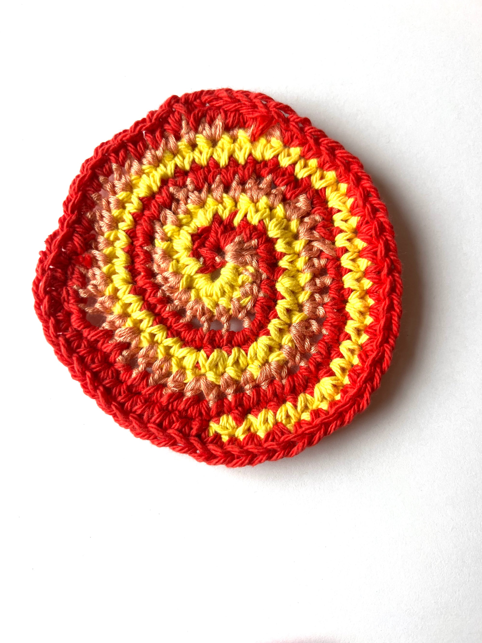 Crochet Squares (rounds) Pack of 6 - Red Orange and Yellow