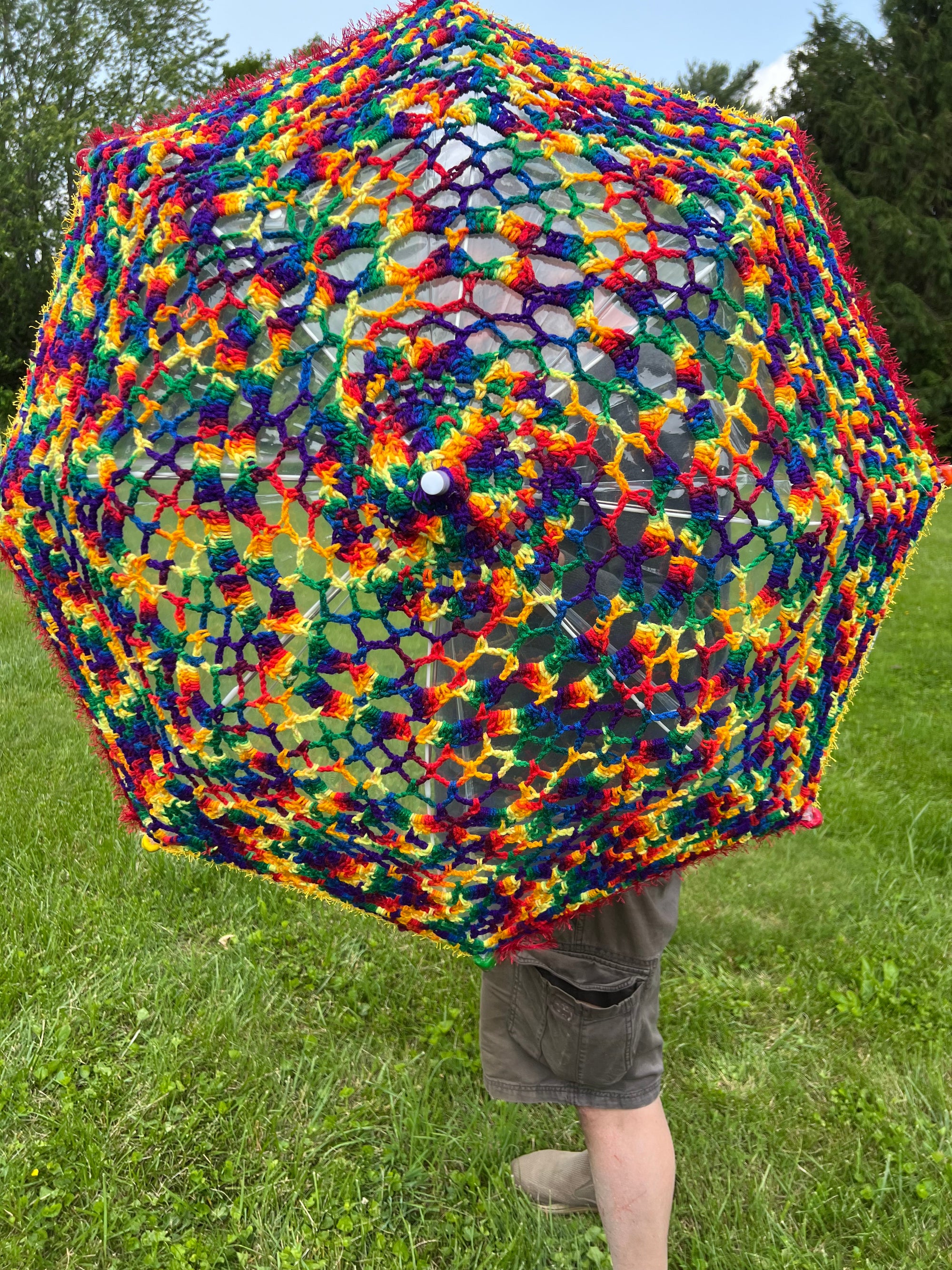 Crochet Umbrella Parasol Mixed Rainbow Acrylic