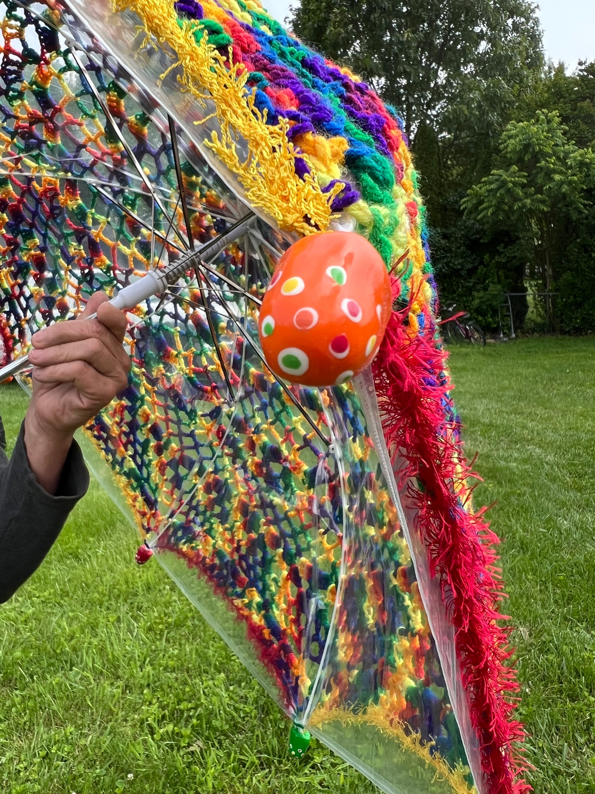 Crochet Umbrella Parasol Mixed Rainbow Acrylic