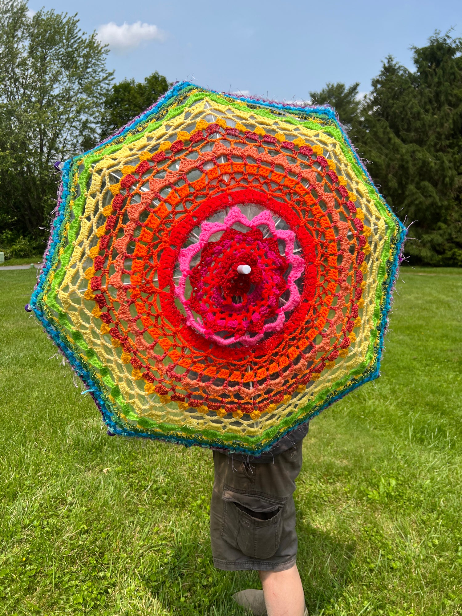 Crochet Umbrella Parasol Mixed Rainbow Acrylic