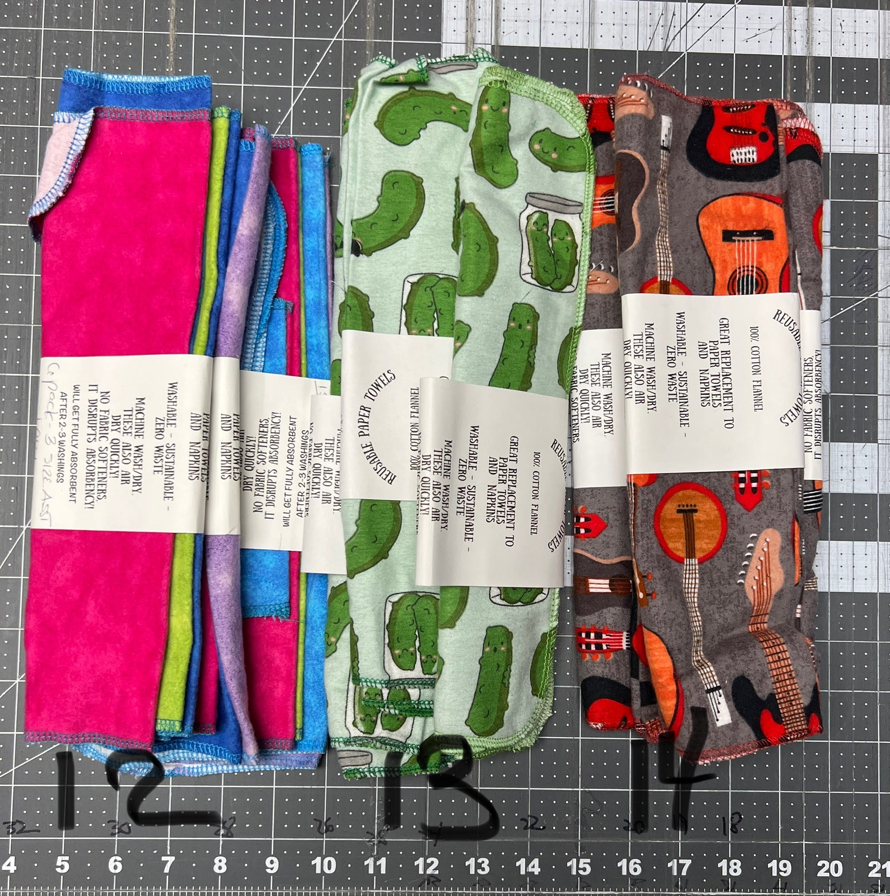 3 size Assorted 6 Pack - One Ply Reusable Paper Towels