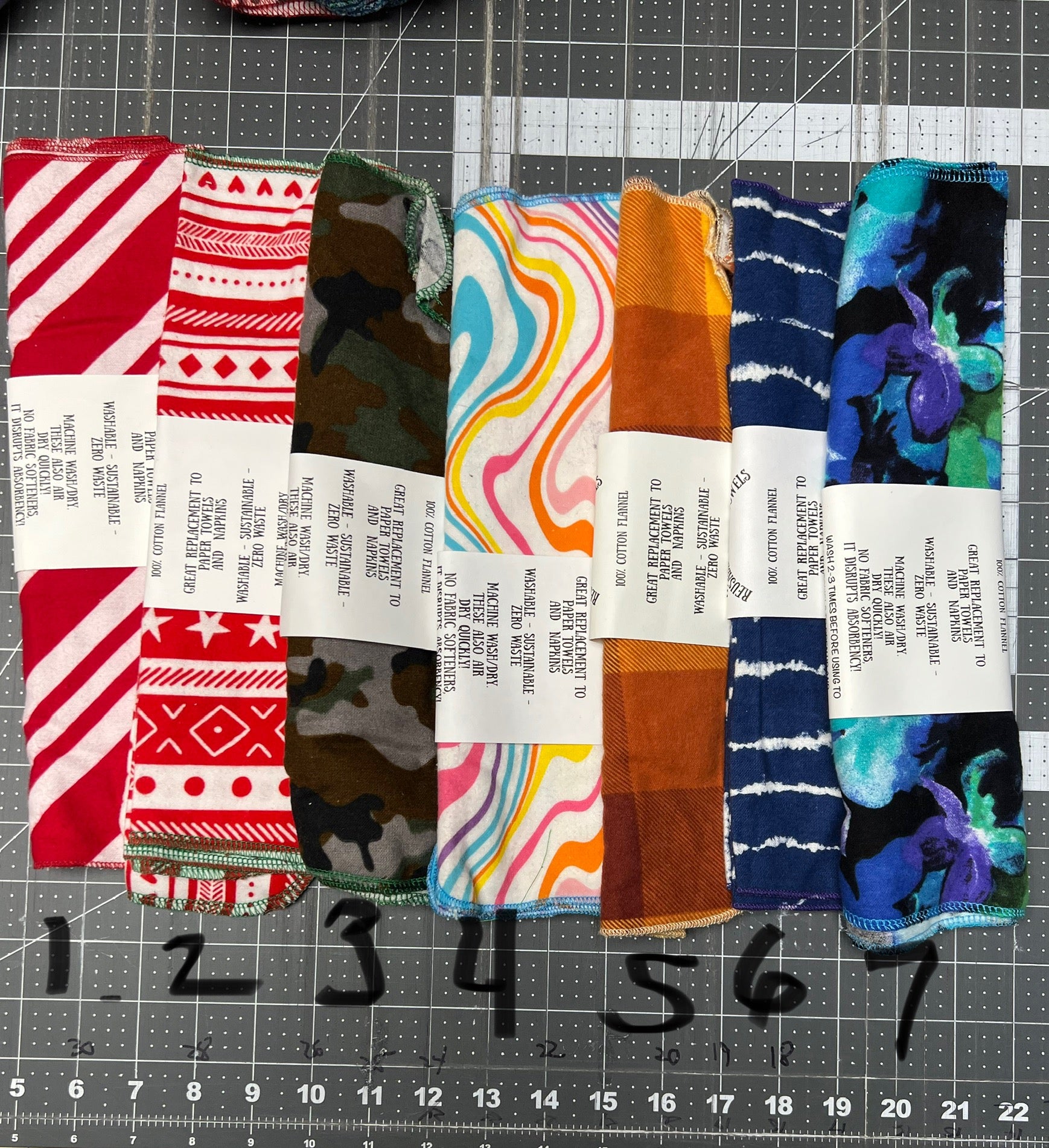 3 size Assorted 6 Pack - One Ply Reusable Paper Towels