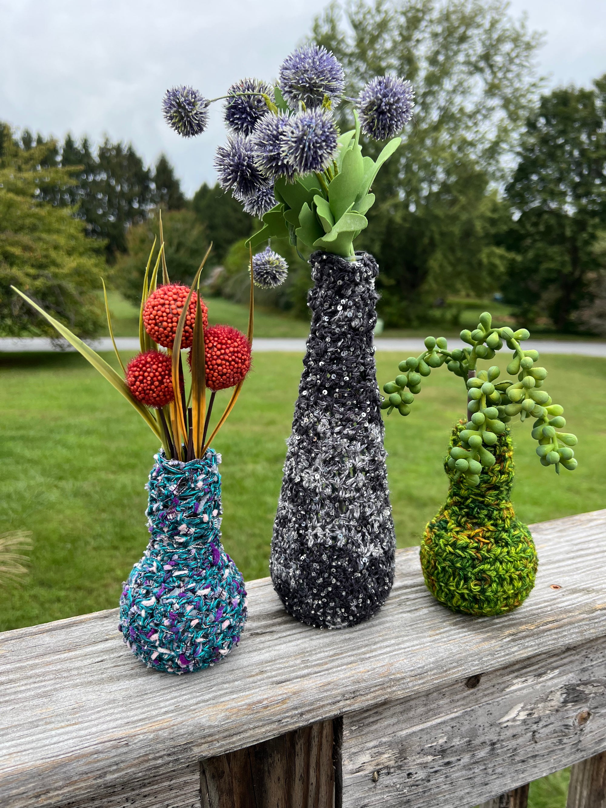 Upcycled Glass Vase in Blues or Greens