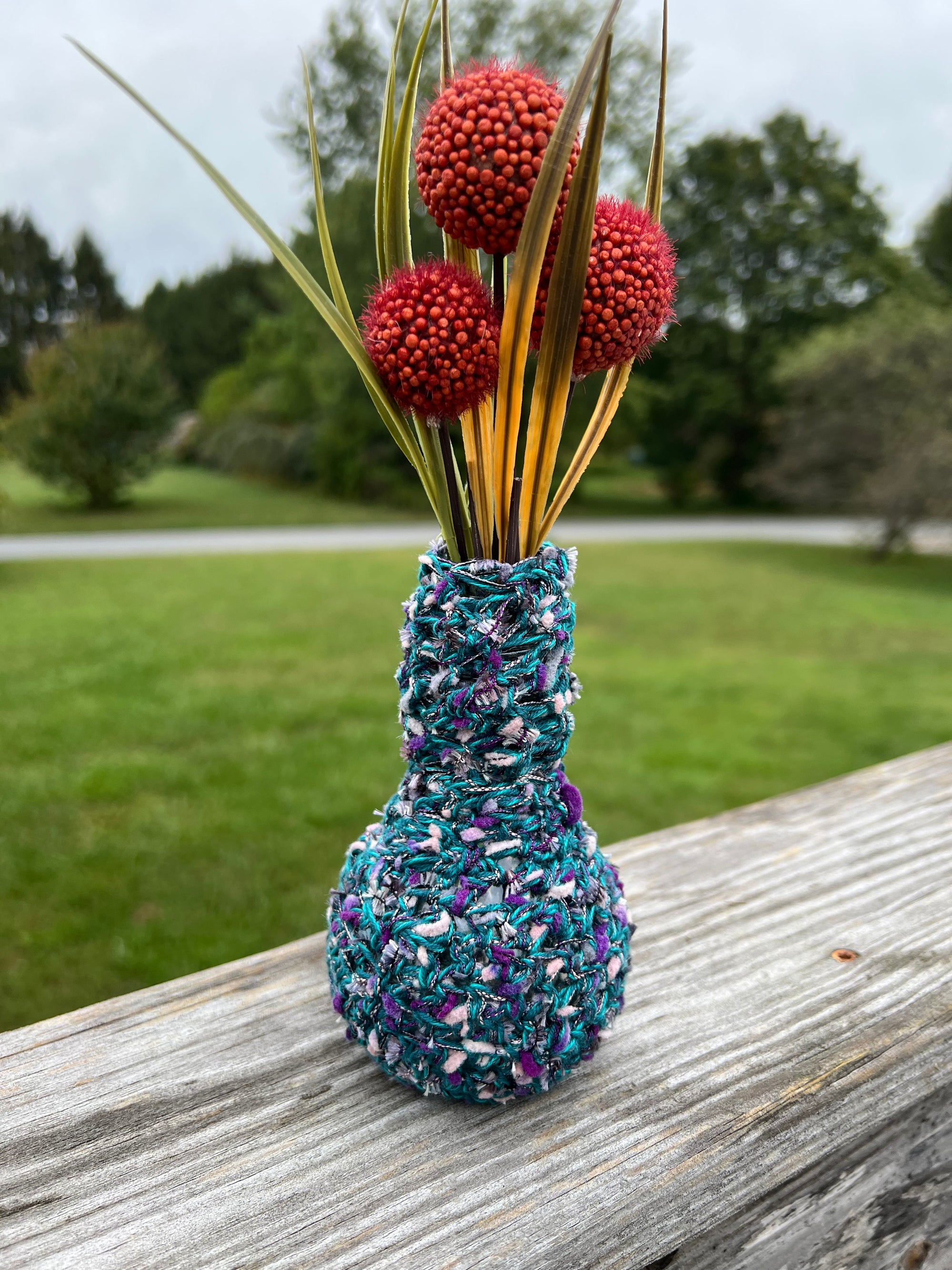 Upcycled Glass Vase in Blues or Greens