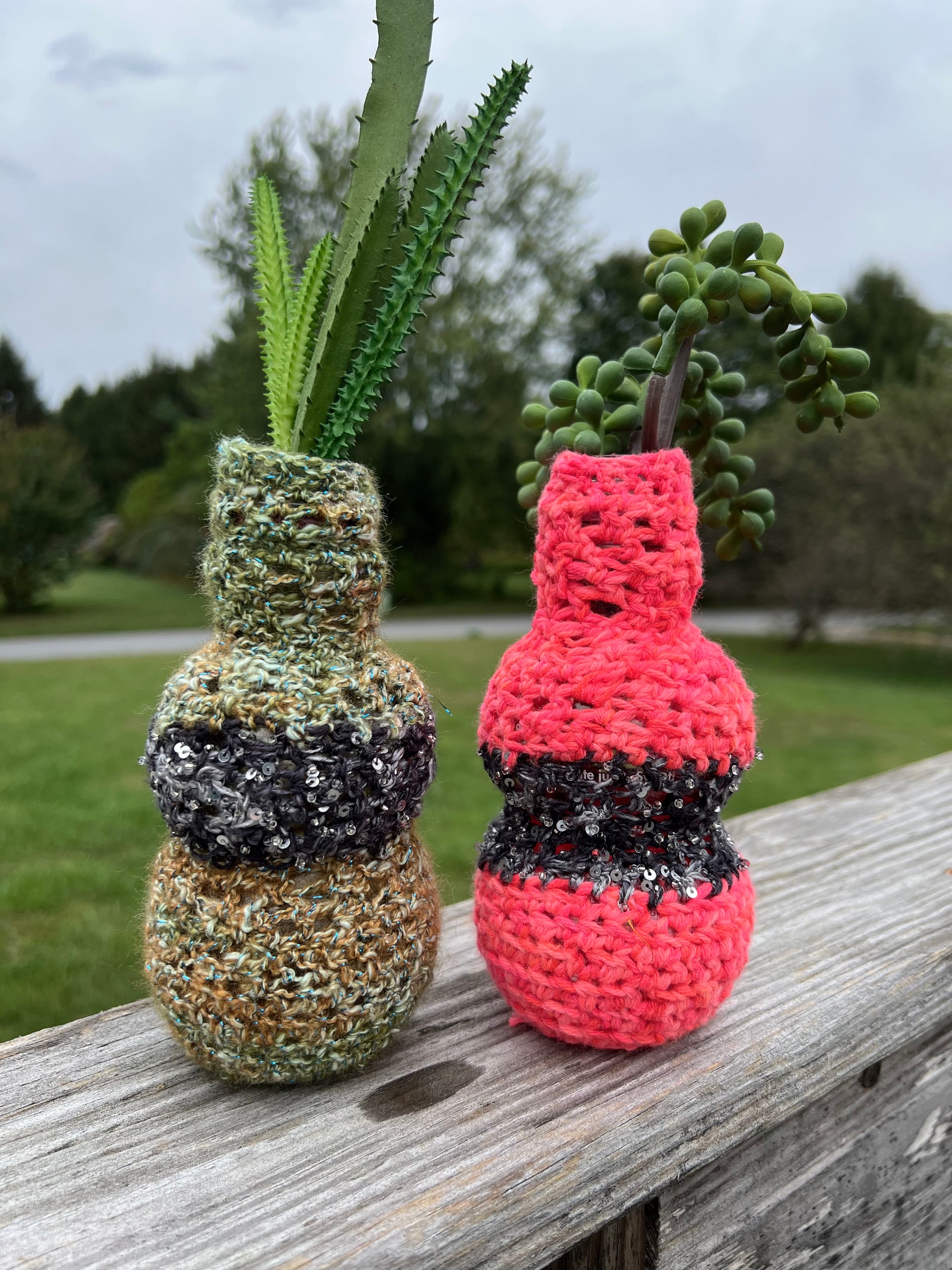 Upcycled POM juice bottle Vases