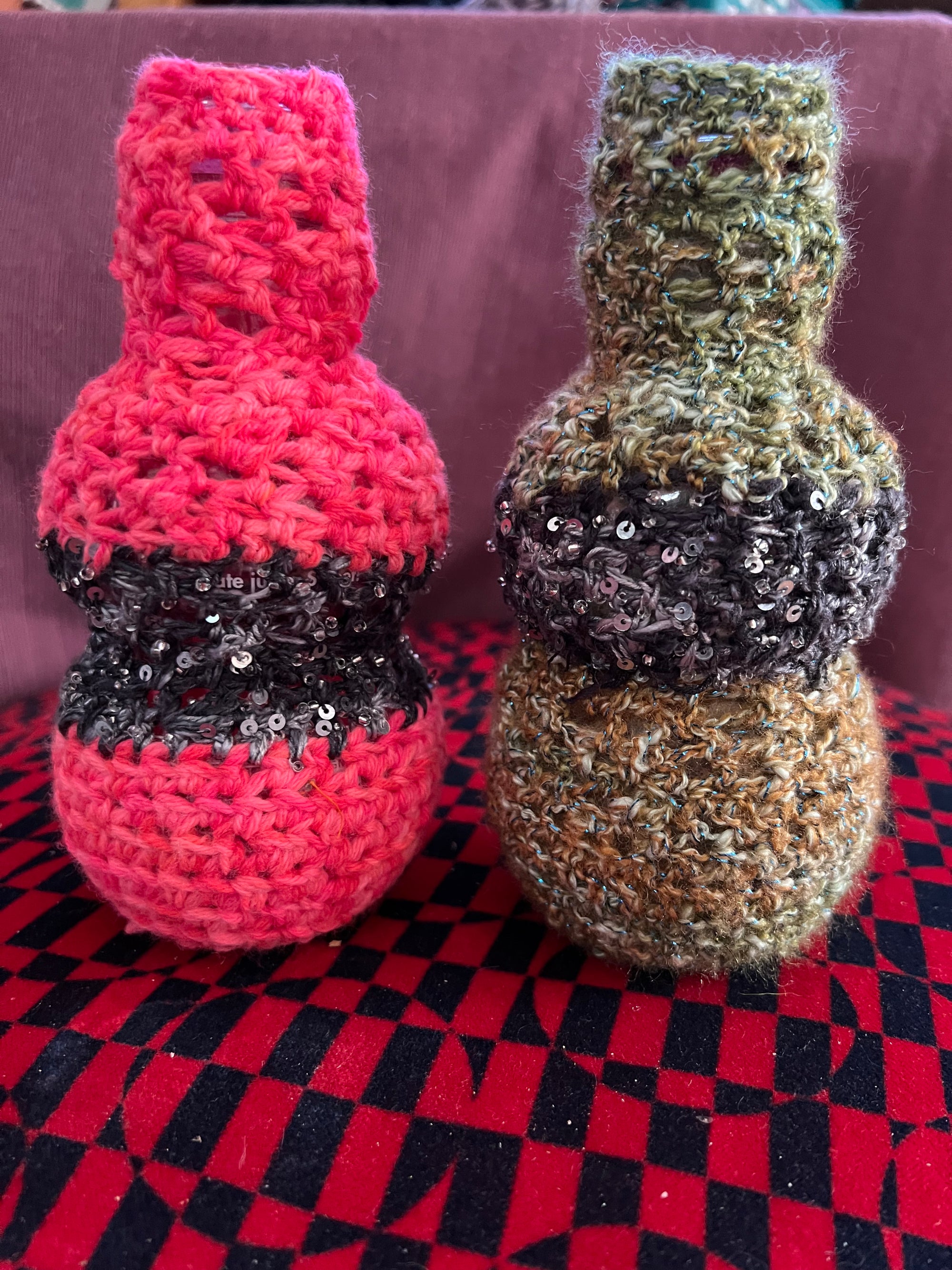 Upcycled POM juice bottle Vases