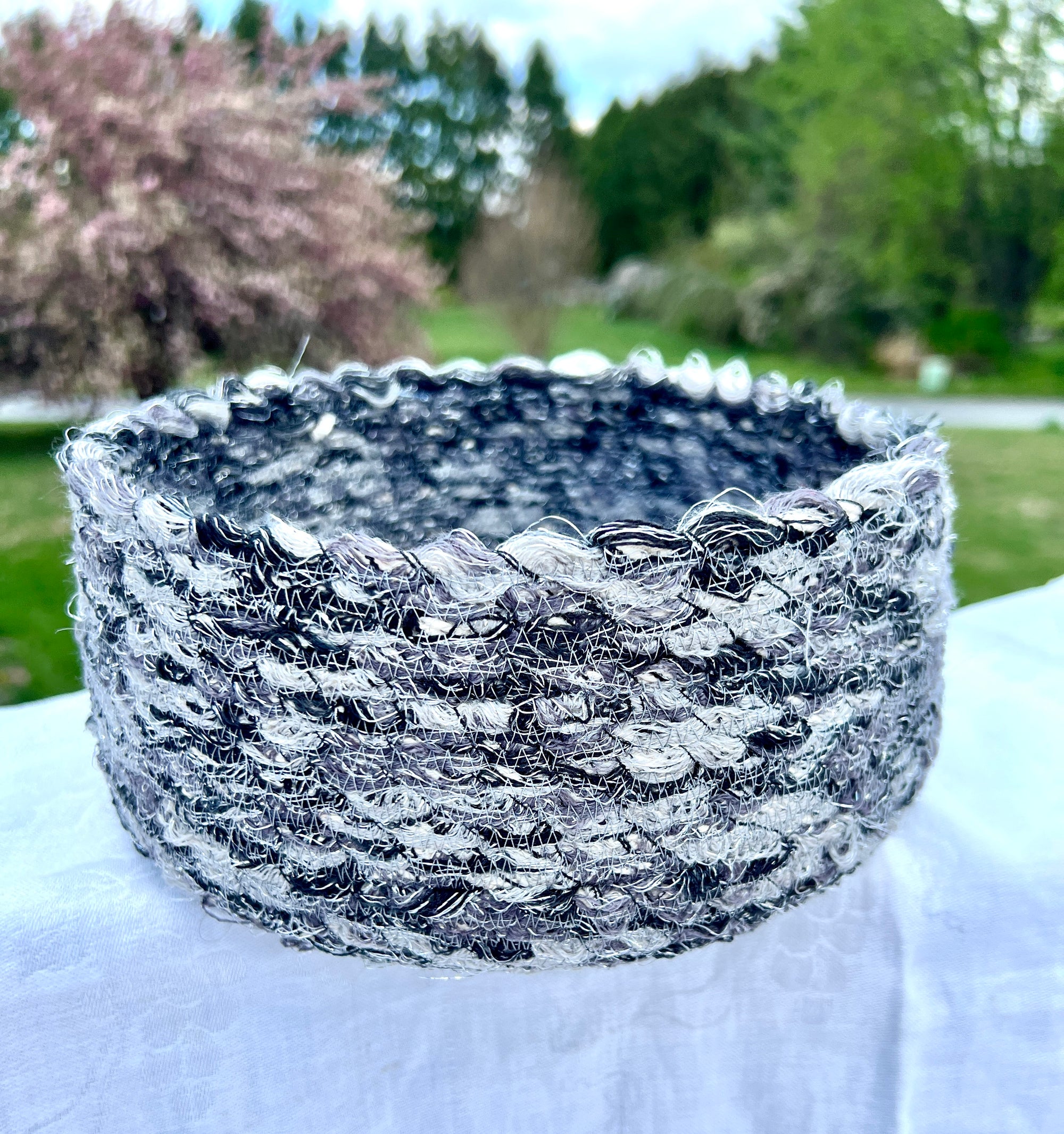 Large Storage Bowl Black Gray Sparkle