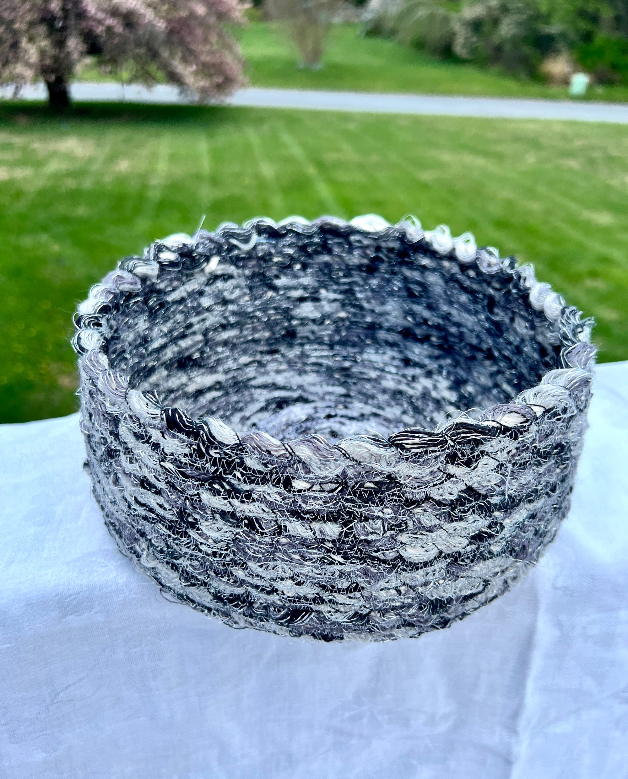 Large Storage Bowl Black Gray Sparkle