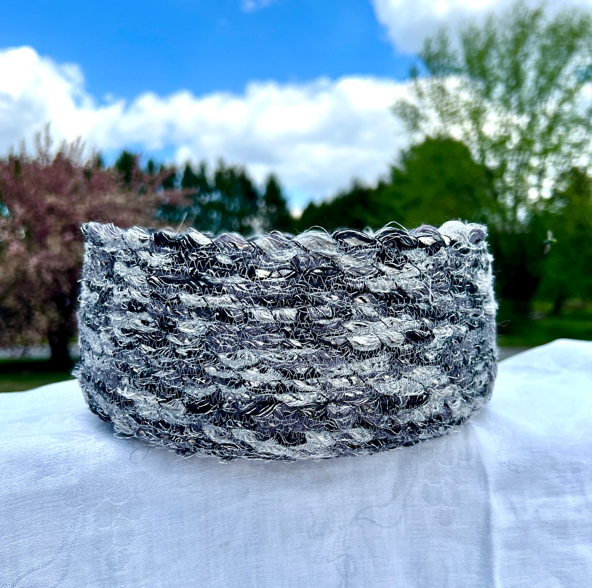Large Storage Bowl Black Gray Sparkle