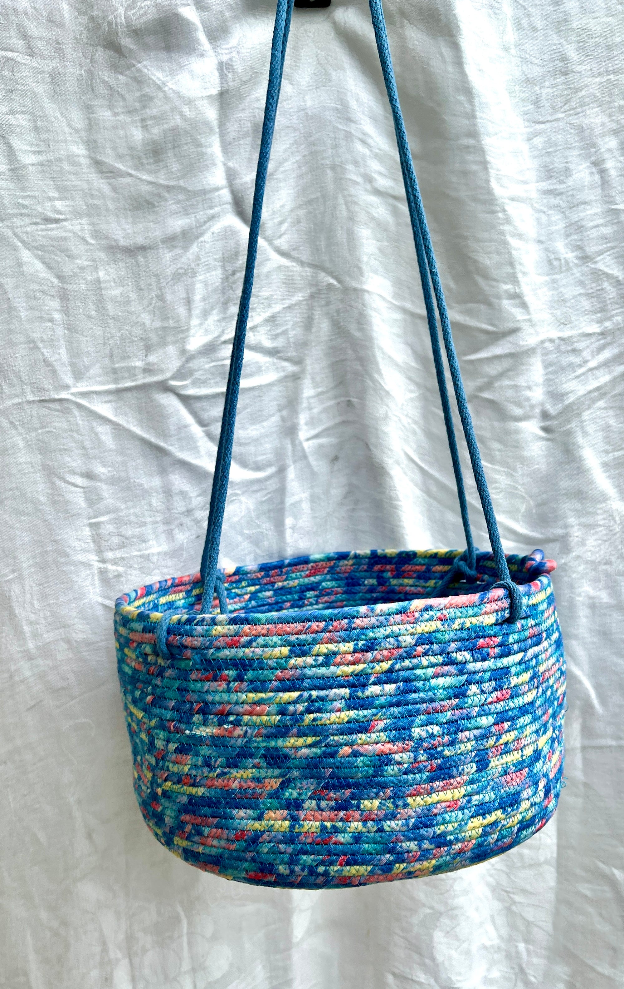 Large Hanging Planter for 10 inch pot in Muted Blues