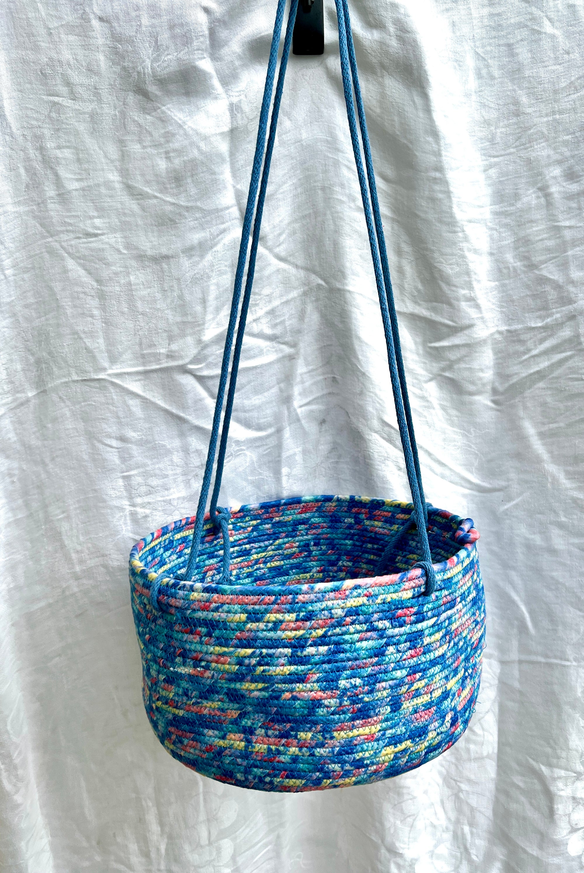 Large Hanging Planter for 10 inch pot in Muted Blues