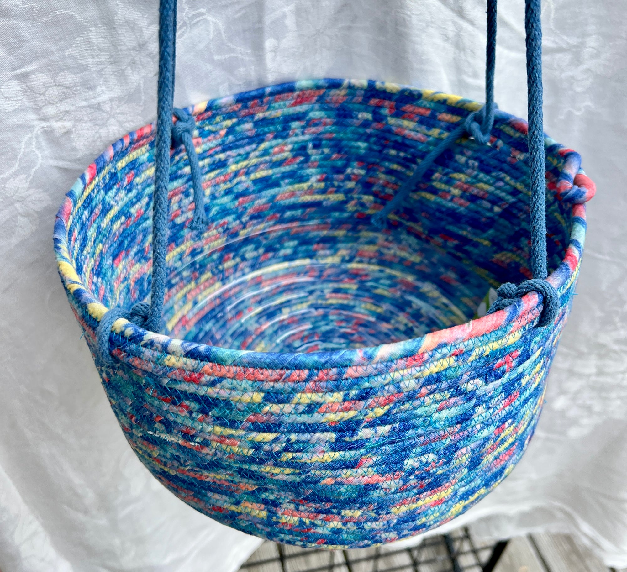 Large Hanging Planter for 10 inch pot in Muted Blues