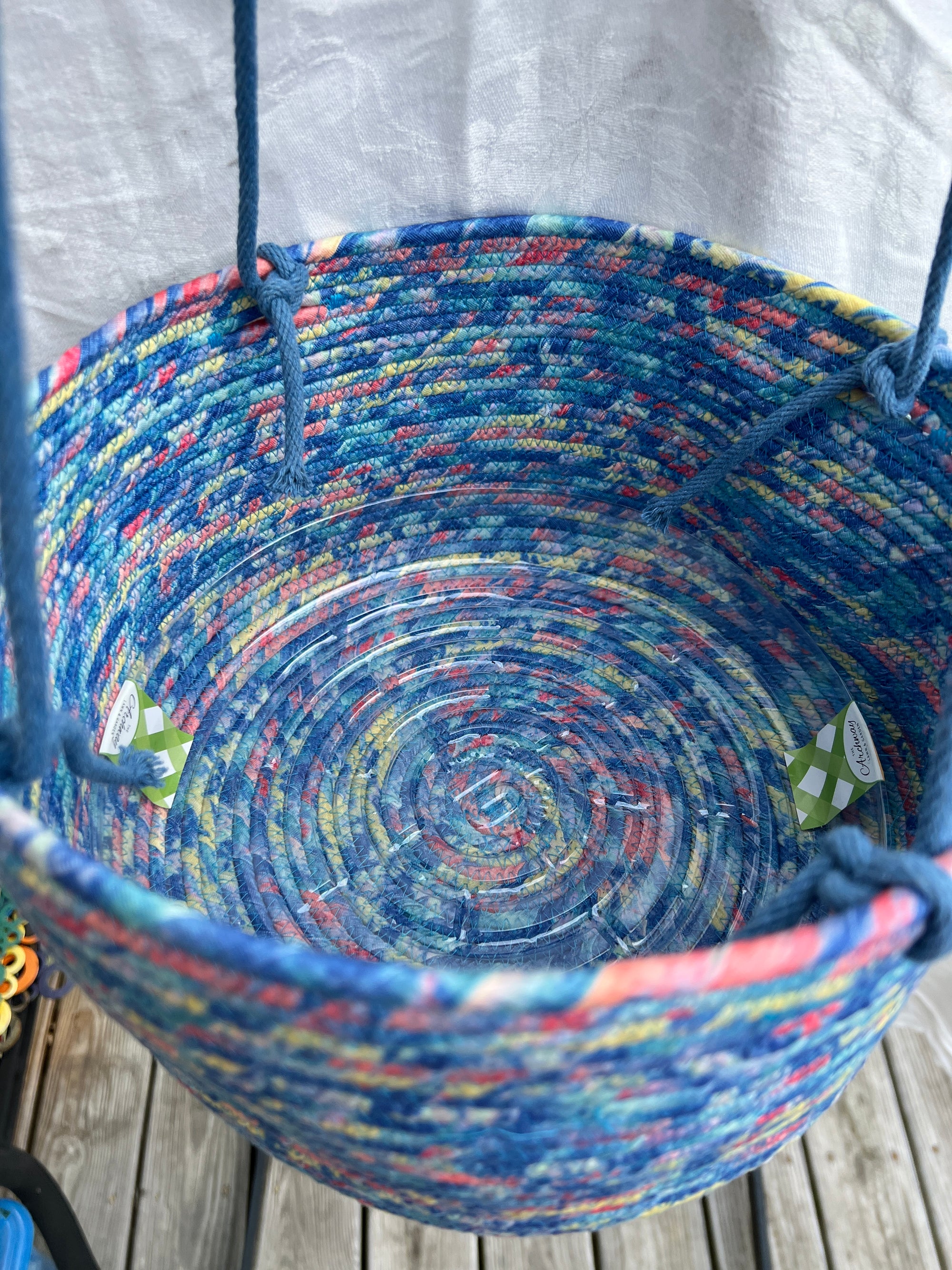 Large Hanging Planter for 10 inch pot in Muted Blues