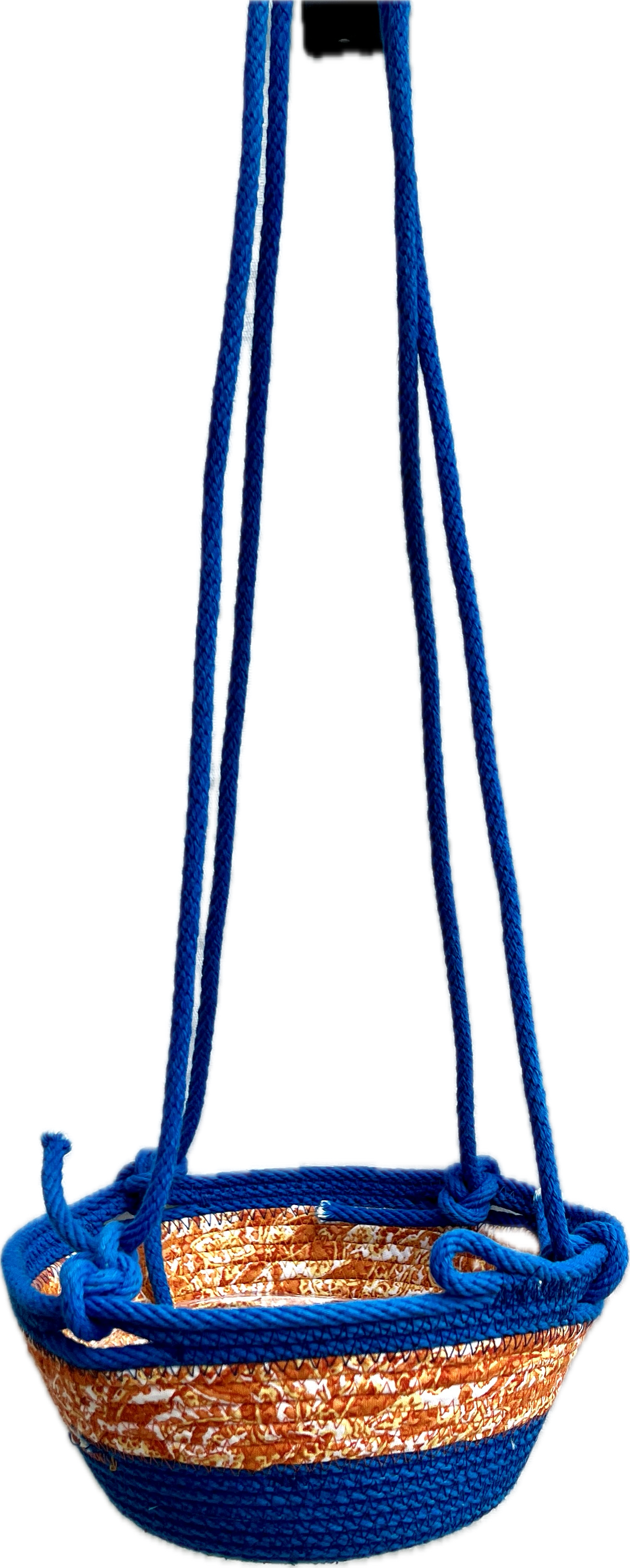 Hanging Planter Coiled Rope Blue and Orange