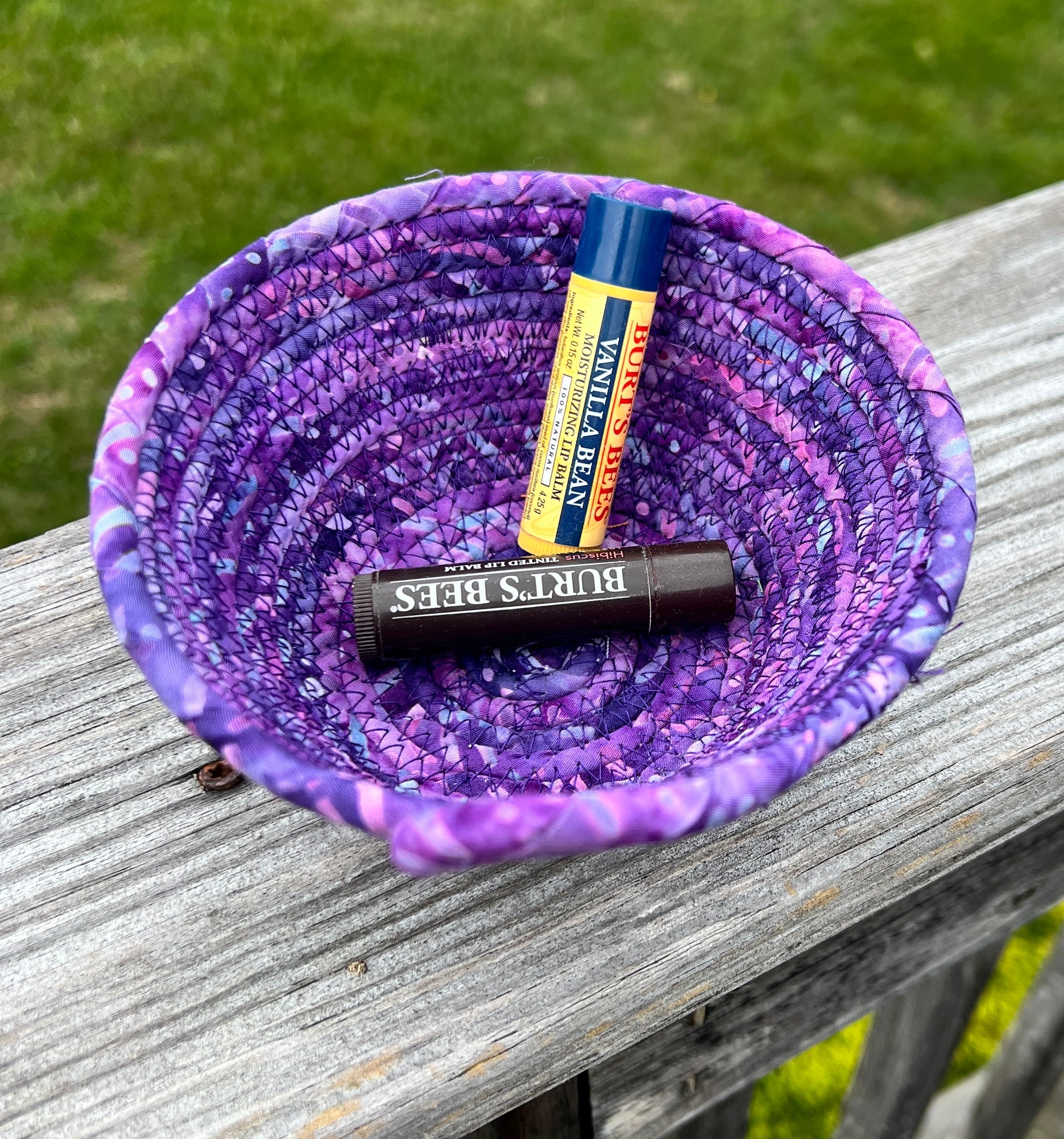 Small Coiled Rope Bowl - Purple Batik
