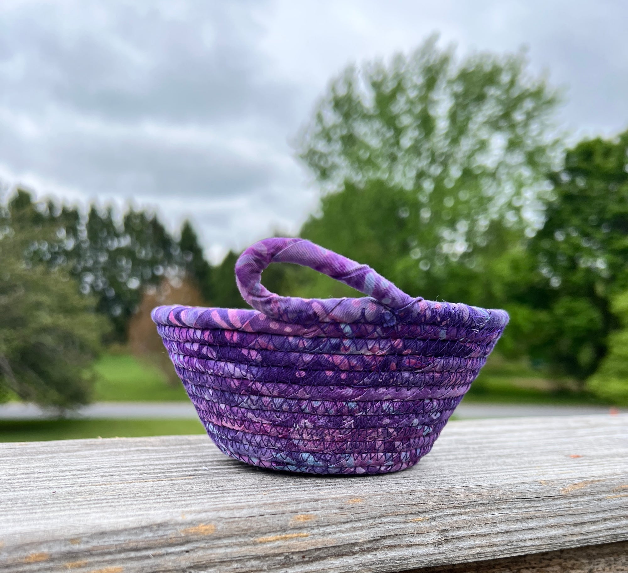 Small Coiled Rope Bowl - Purple Batik