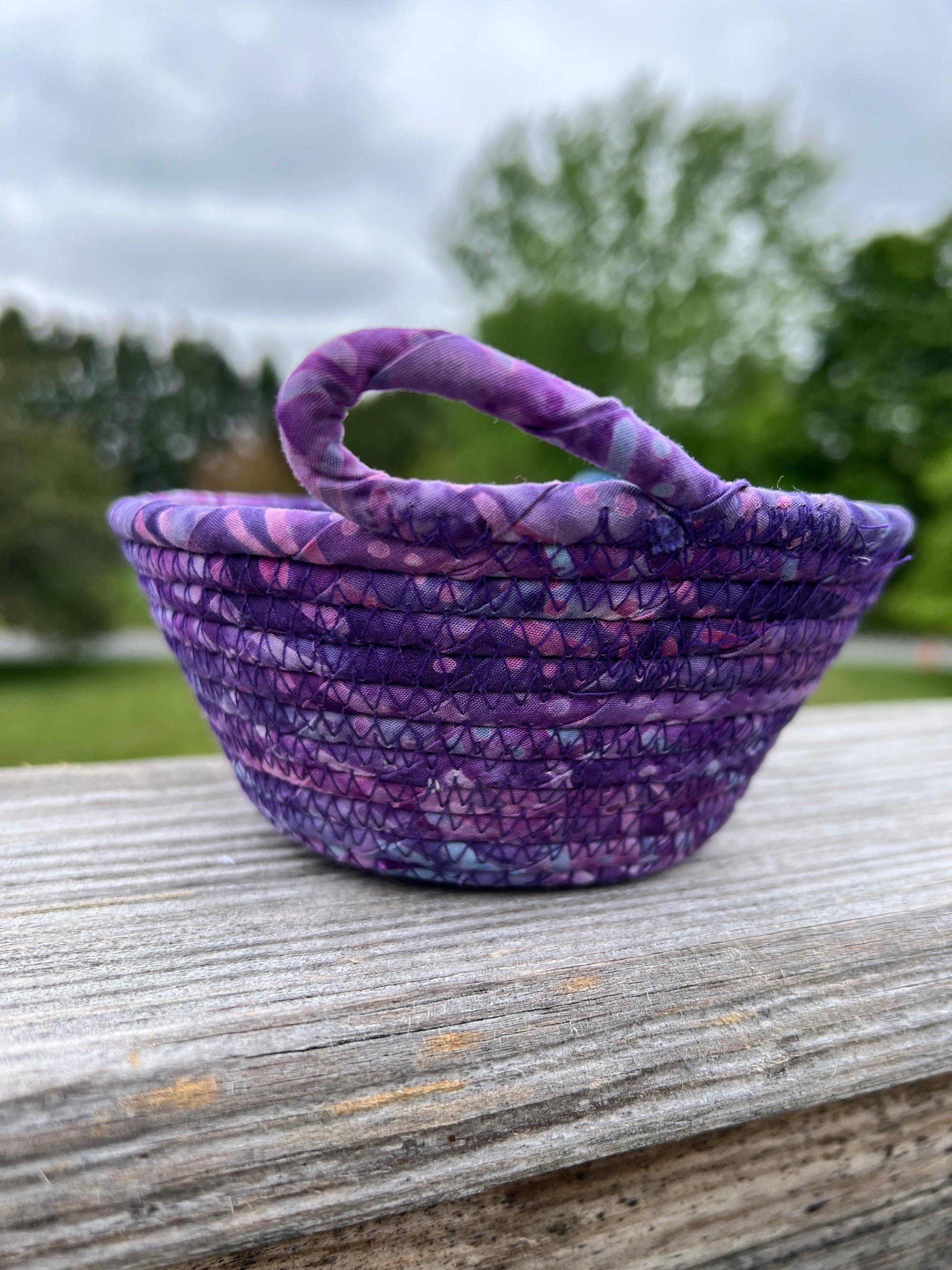 Small Coiled Rope Bowl - Purple Batik
