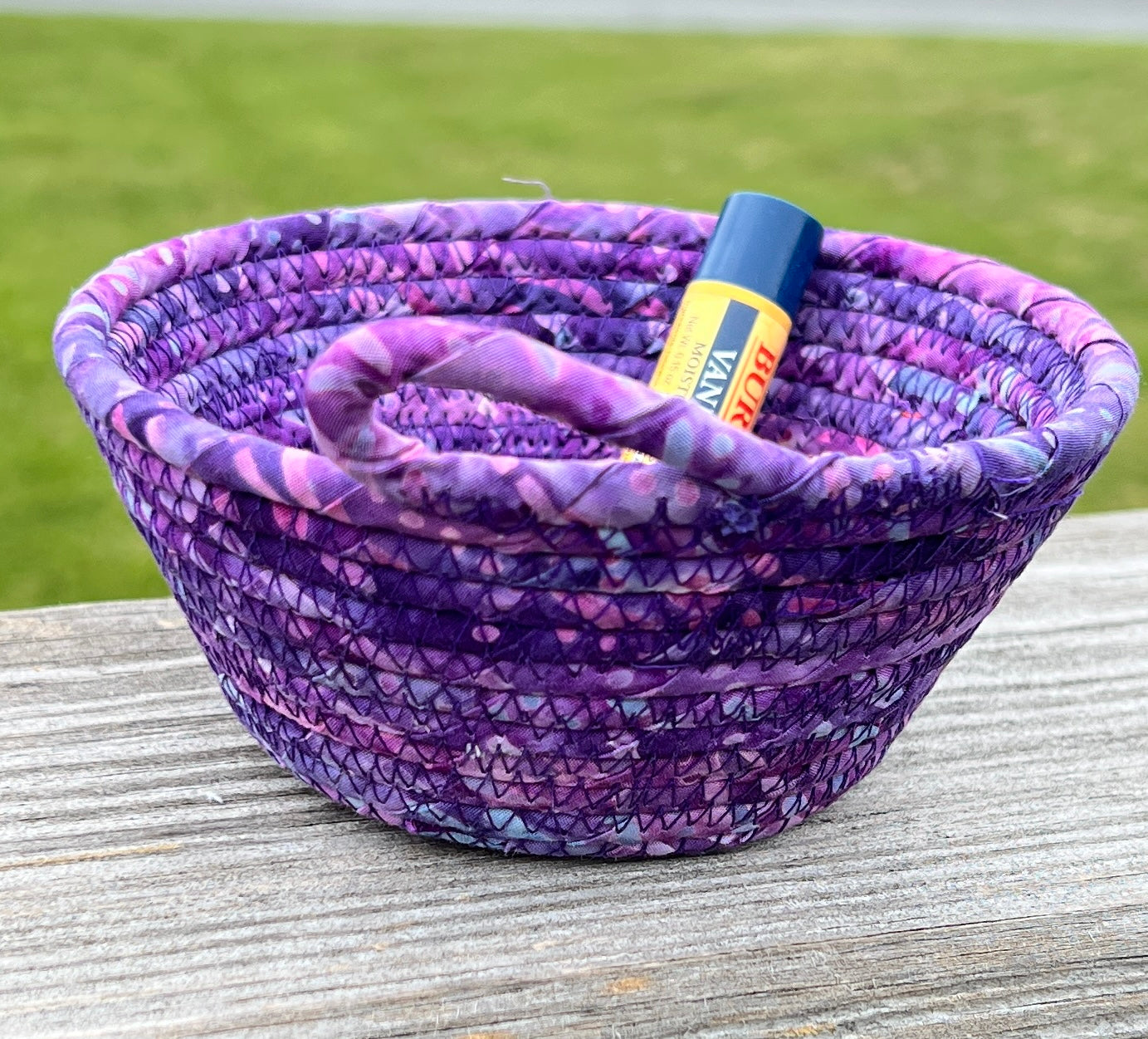 Small Coiled Rope Bowl - Purple Batik