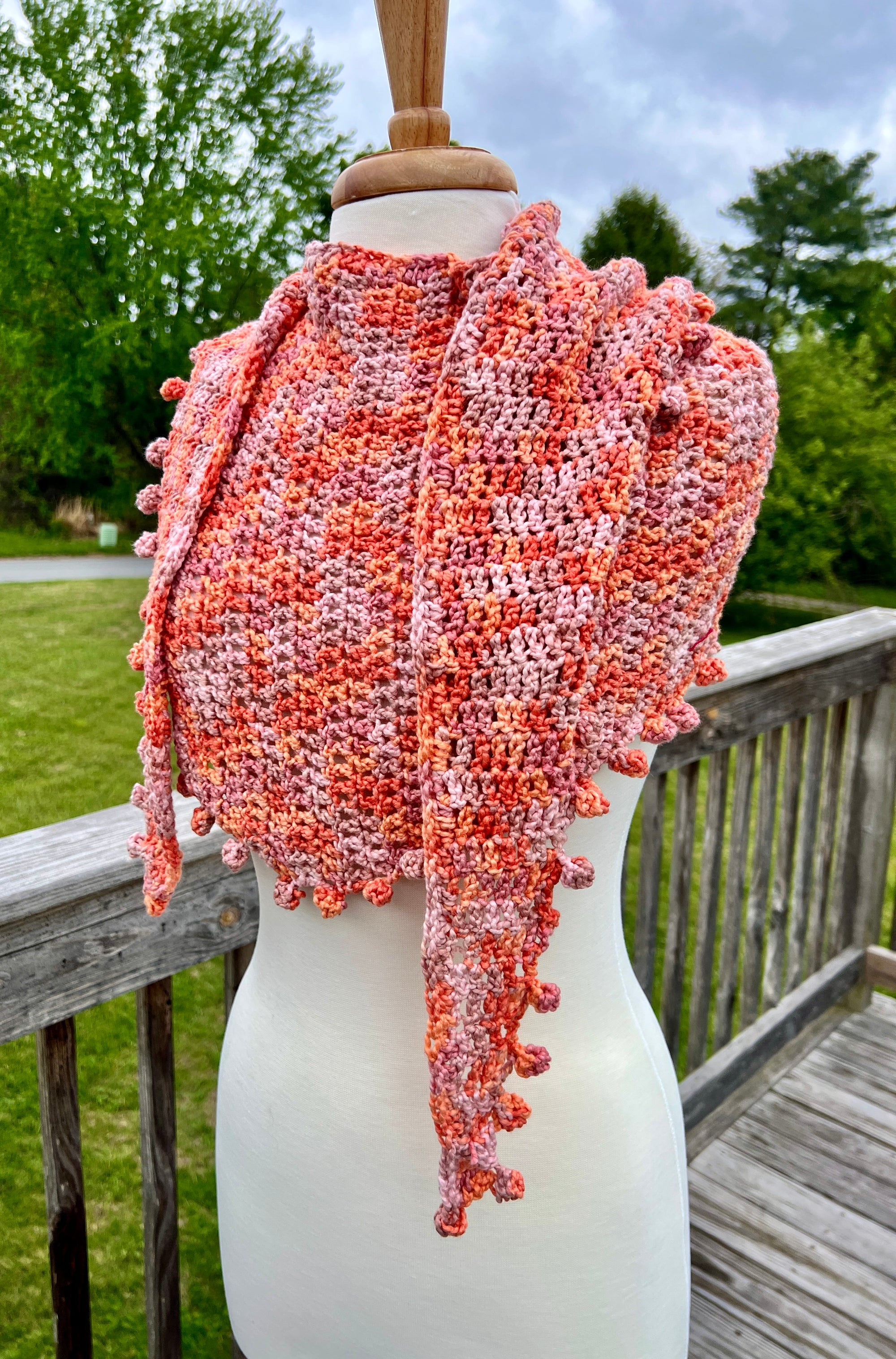 Summer Scarflette - Soft Pastels in greens, oranges and multi color