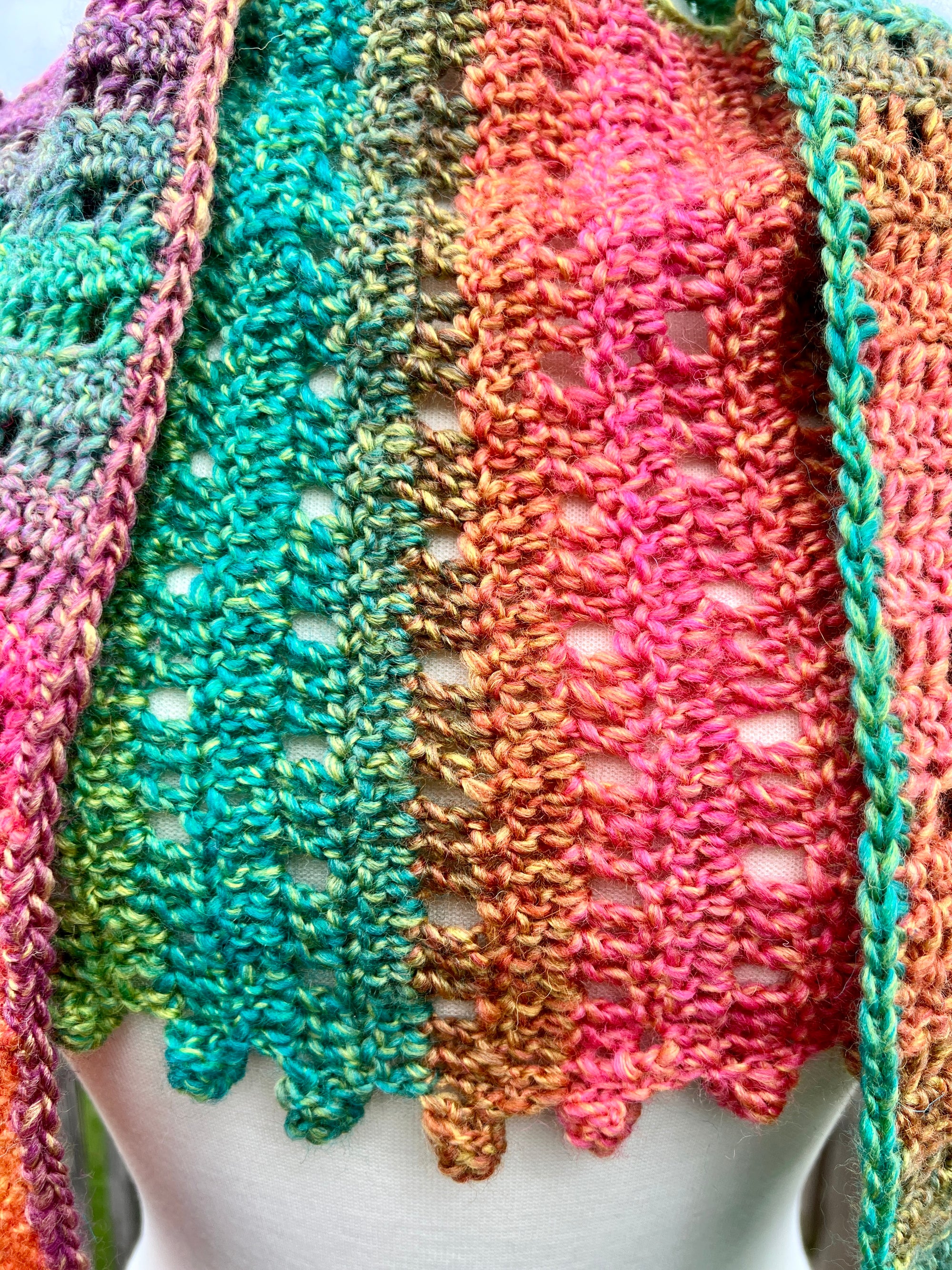 Summer Scarflette - Soft Pastels in greens, oranges and multi color