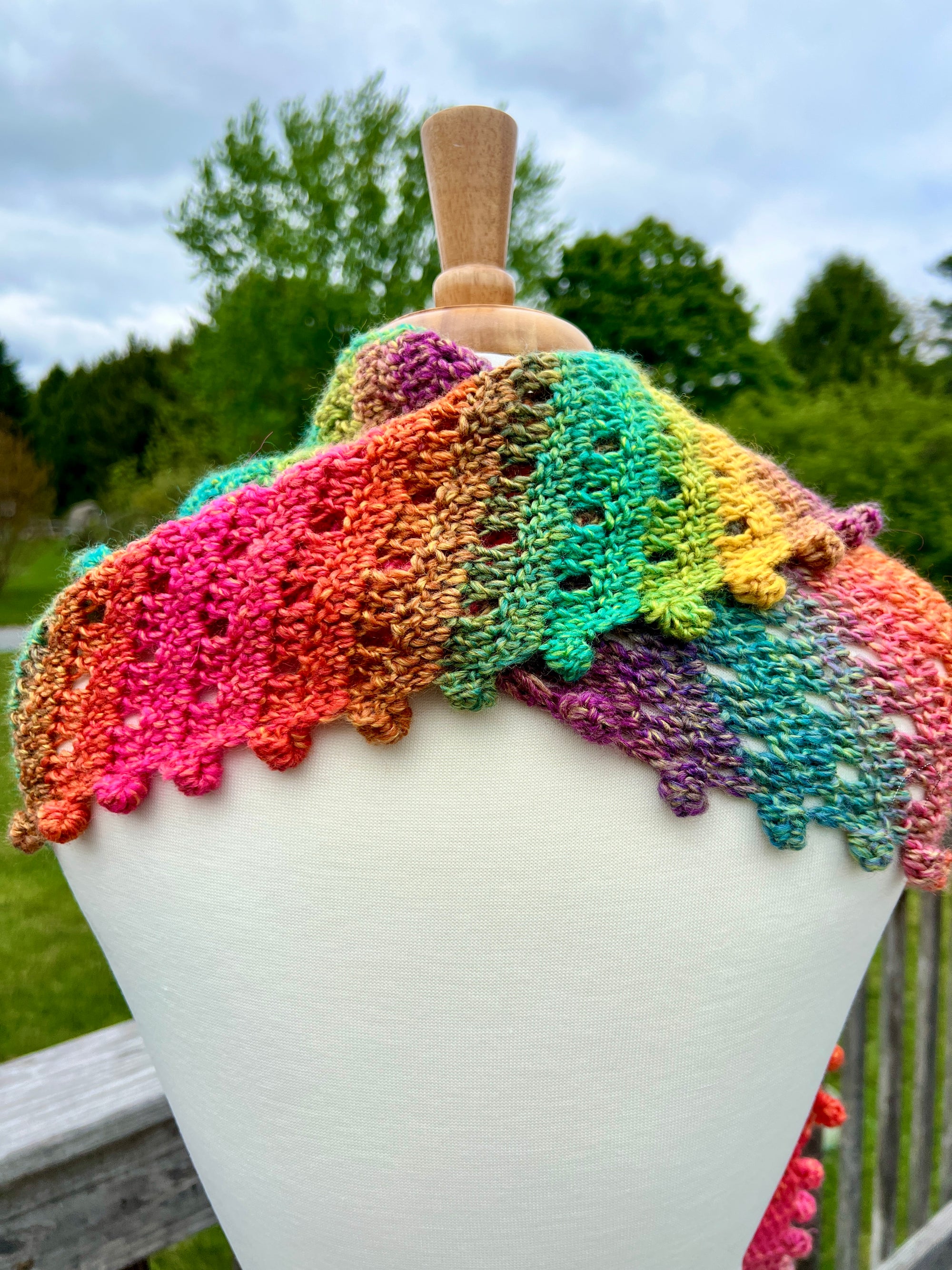 Summer Scarflette - Soft Pastels in greens, oranges and multi color