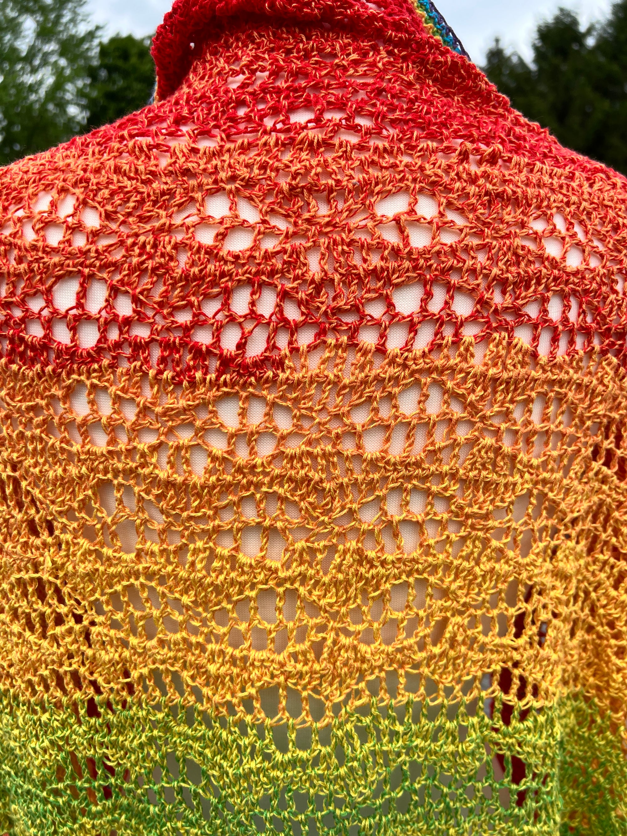 Summer Crocheted  Full Tiered Shawl  Large-XLarge-Plus Rainbow